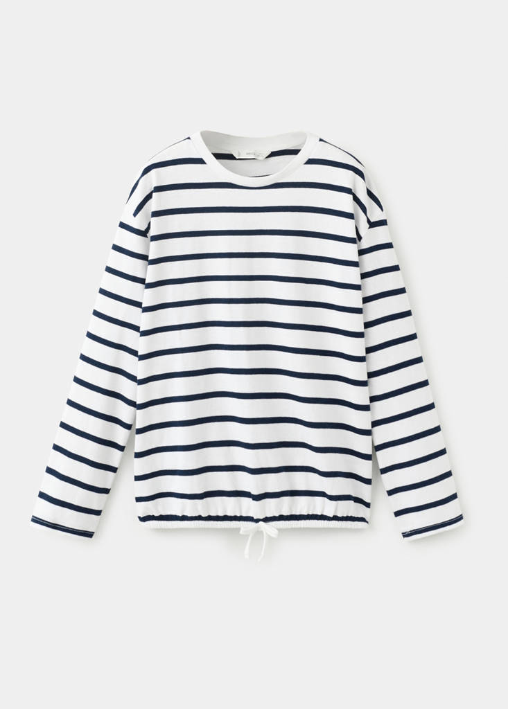 Striped T-shirt with tie detail — Navy
