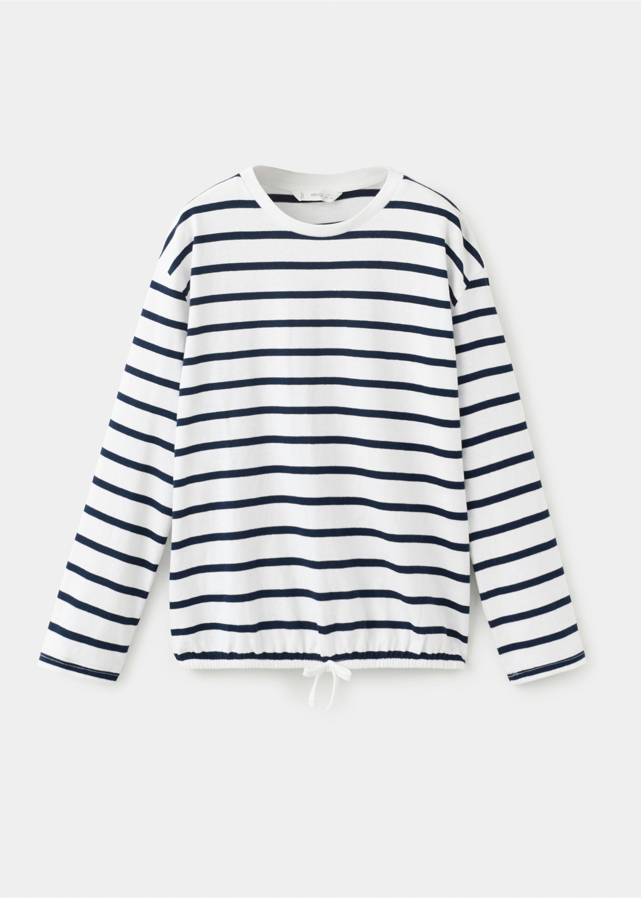 Striped T-shirt with tie detail - Article without model, Navy. Ref: 27003725-00.
