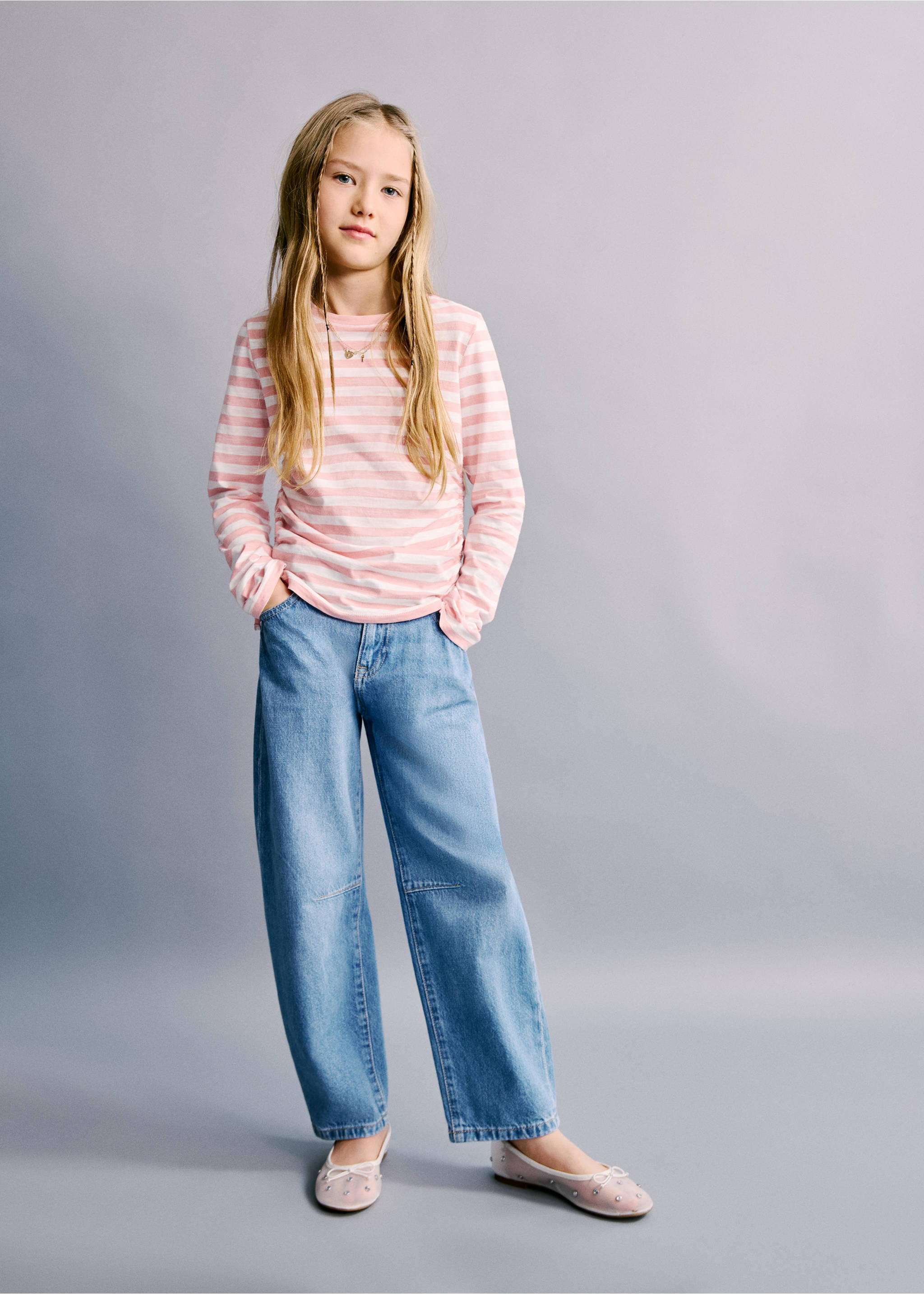 Long-sleeved t-shirt with ruffles - General plane, Pink. Ref: 27003726-00.