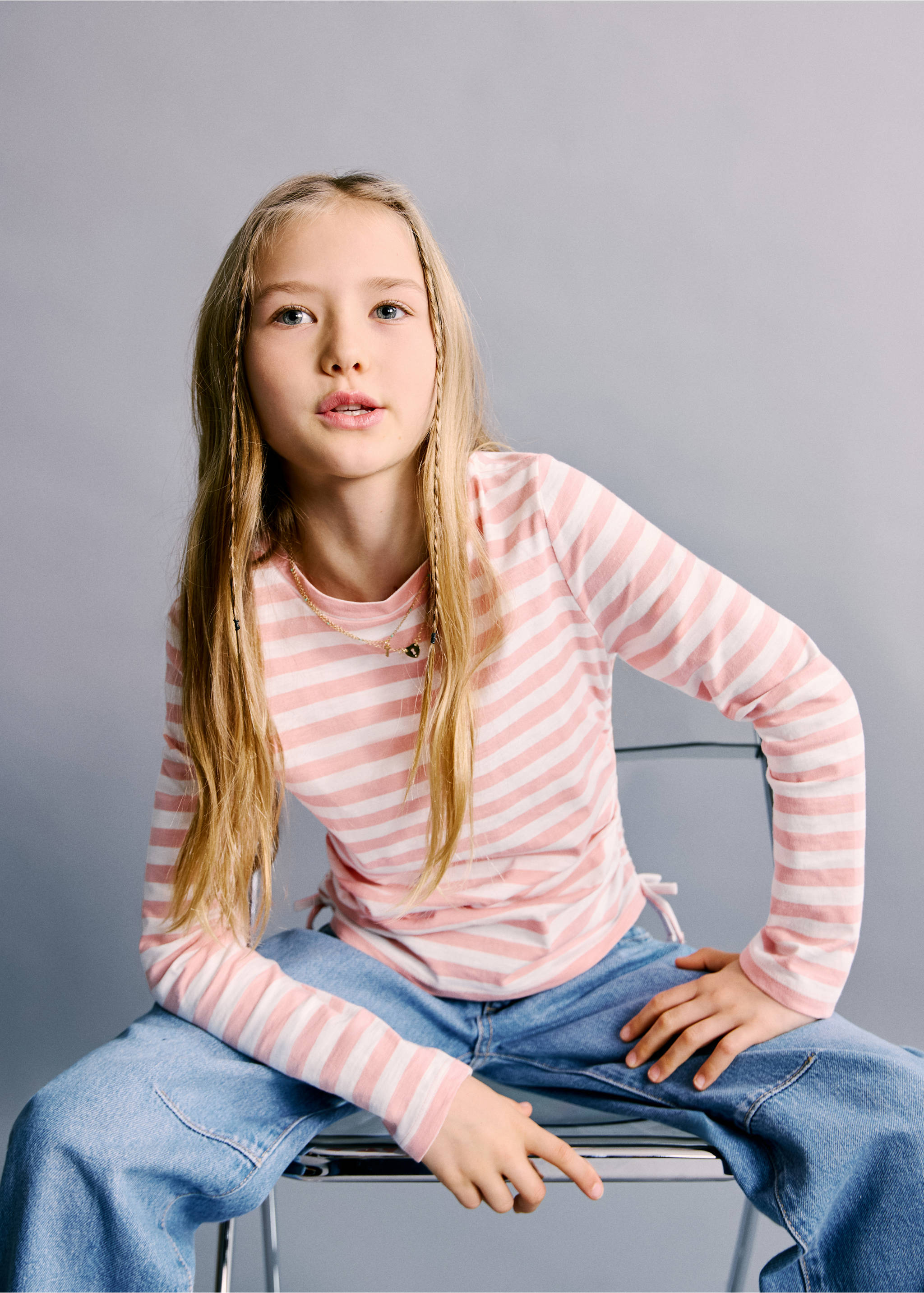 Long-sleeved t-shirt with ruffles - Details of the article 1, Pink. Ref: 27003726-00.