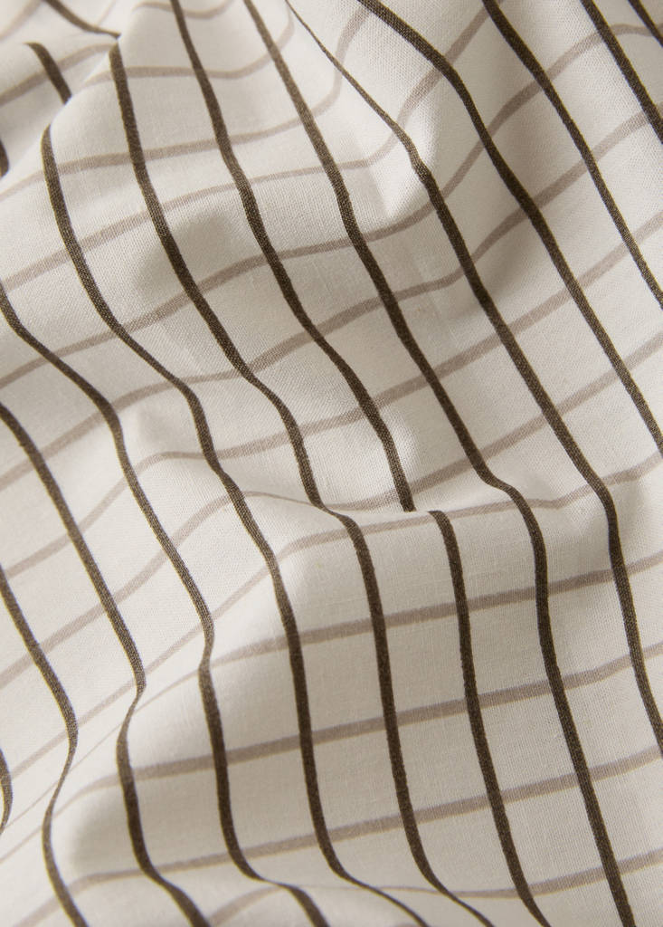 Percale cotton reversible mini-check duvet cover for 150/160 cm bed — Coffee