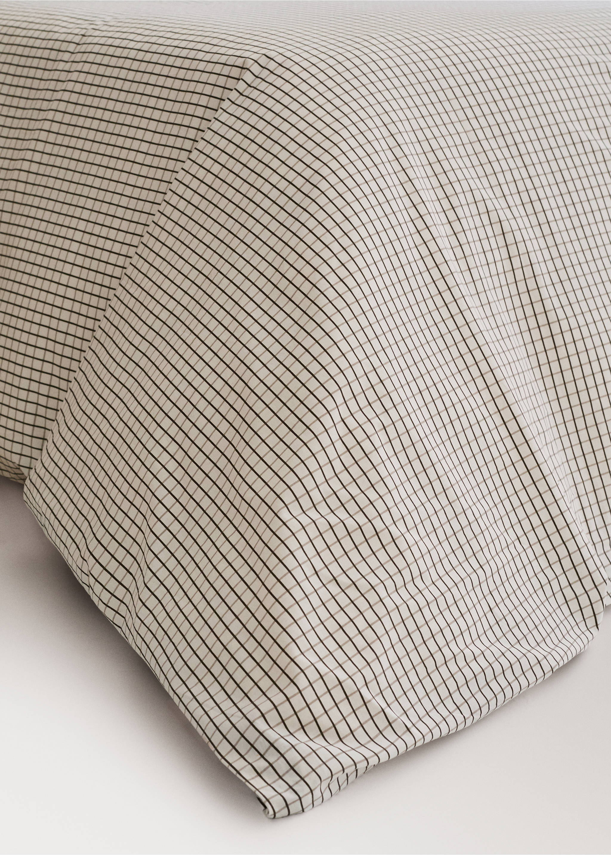 Wendebettbezug aus Baumwoll-Perkal mit Mini-Karomuster für 180/200 cm Bett - Detail des Artikels 8, Kaffeebraun. Ref: 27003728-00.