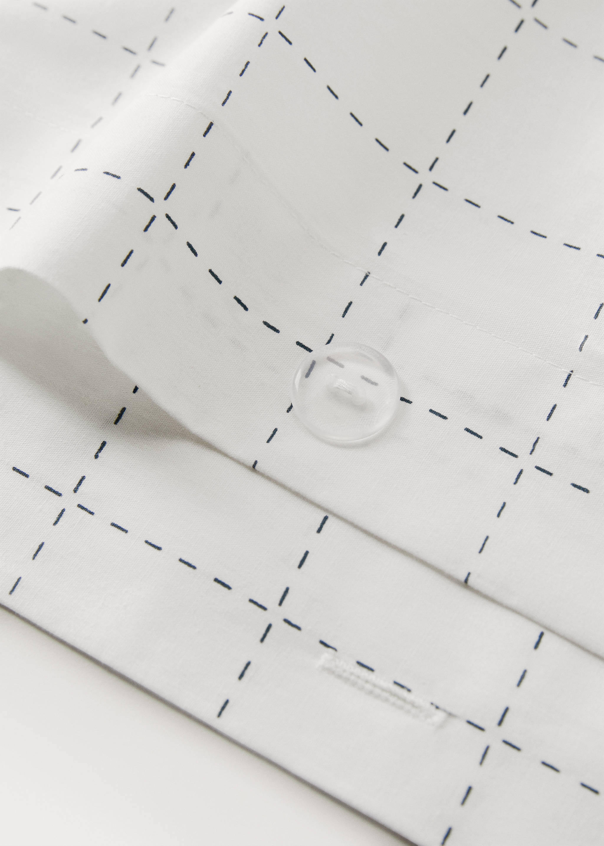 Percale cotton duvet cover with stitched check print for 135/140 cm bed - Details of the article 2