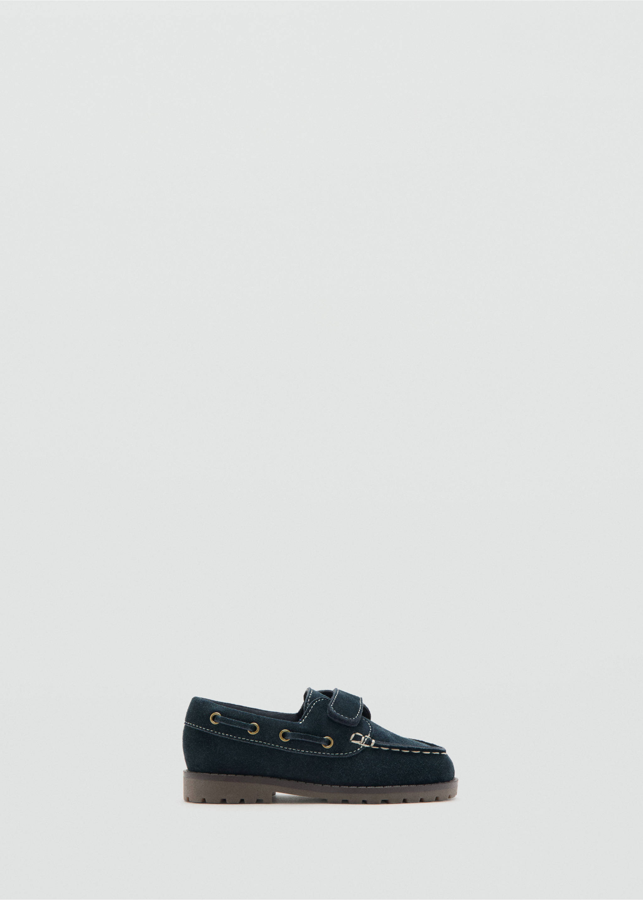 Chaussures bateau cuir velcro - Article sans modèle, Bleu. Ref: 27003733-00.