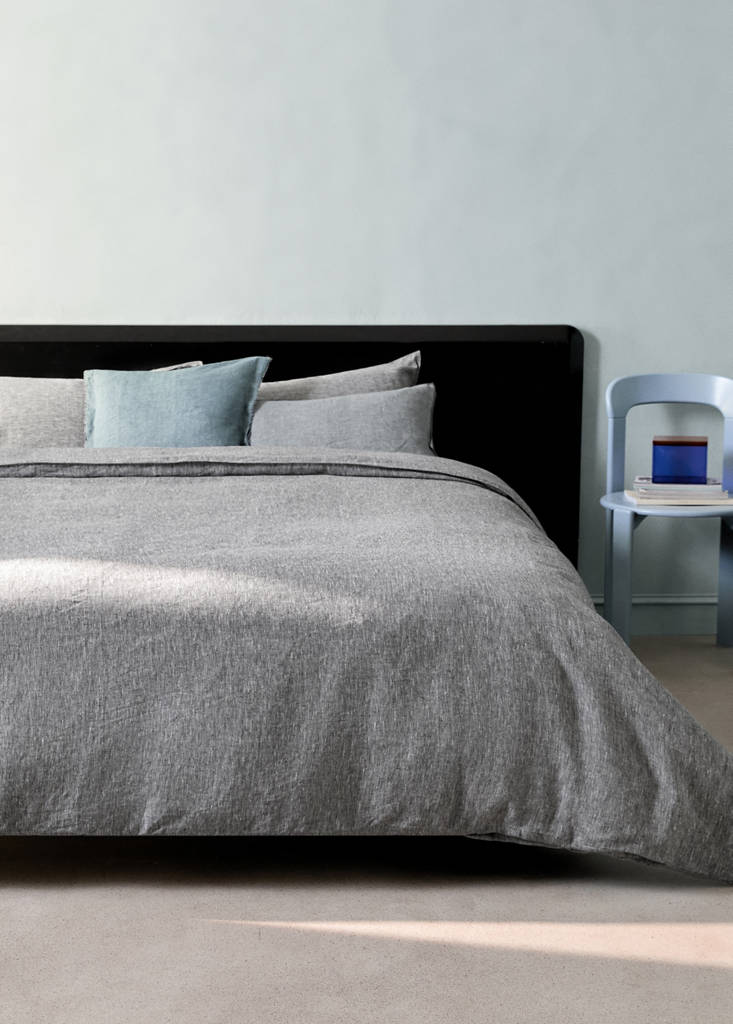 Linen yarn-dyed duvet cover Bed 135/140 cm — Dark Heather Grey