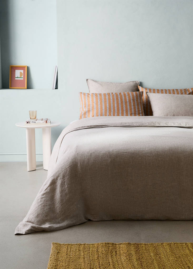 Linen yarn-dyed duvet cover for 150/160 cm bed — Tobacco Brown