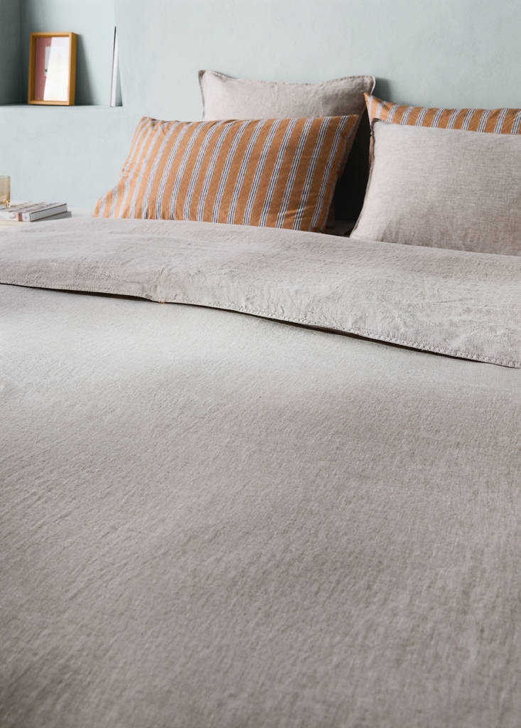 Linen yarn-dyed duvet cover for 150/160 cm bed — Tobacco Brown
