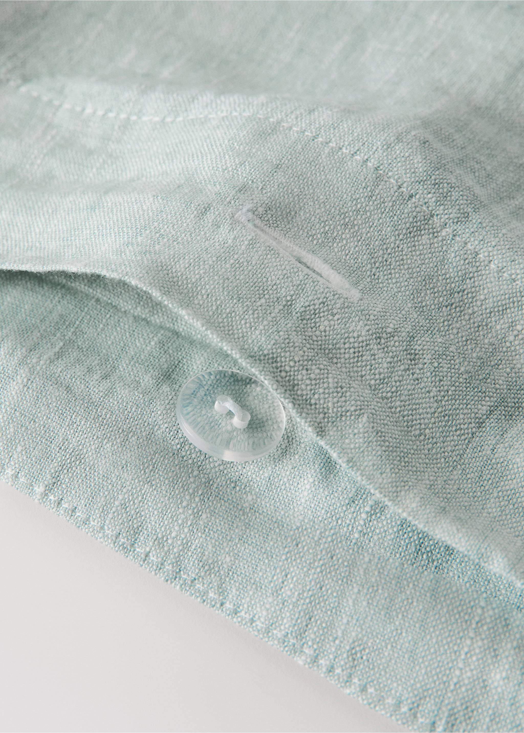 Melange 100% linen duvet cover for a 90 cm bed - Details of the article 1, Pastel Green. Ref: 27003745-00.
