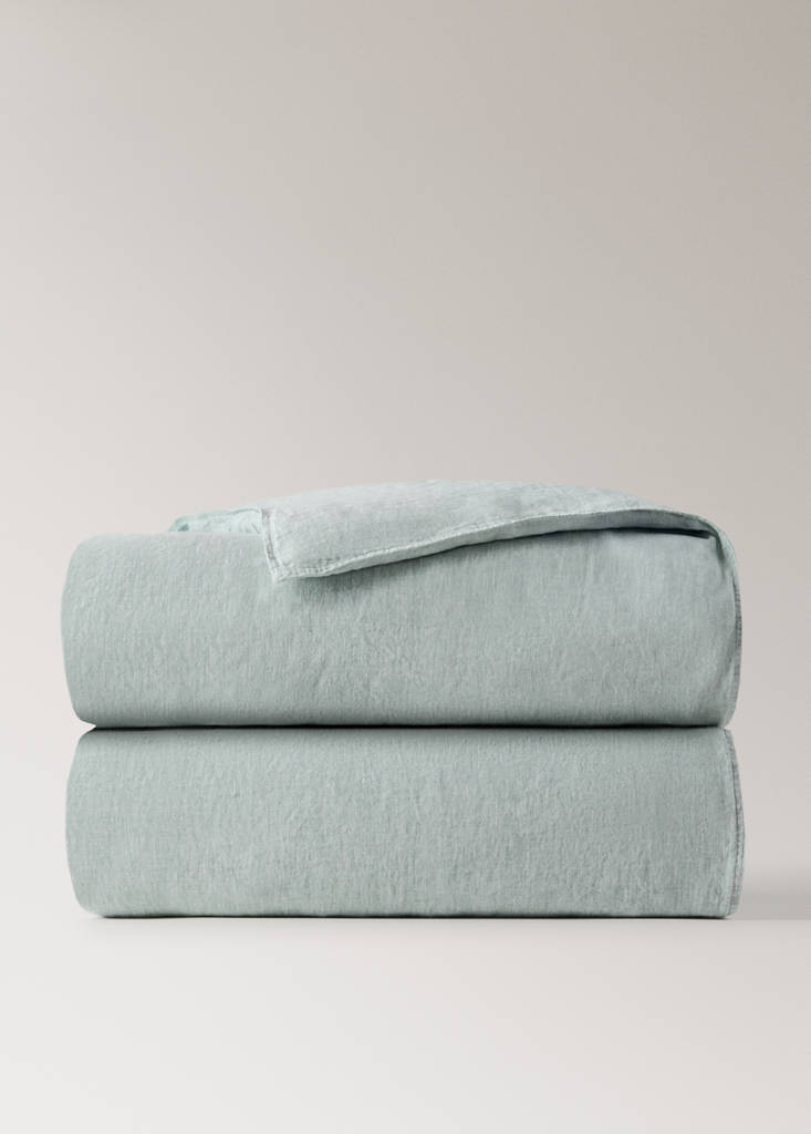 Melange 100% linen duvet cover for a 90 cm bed — Pastel Green
