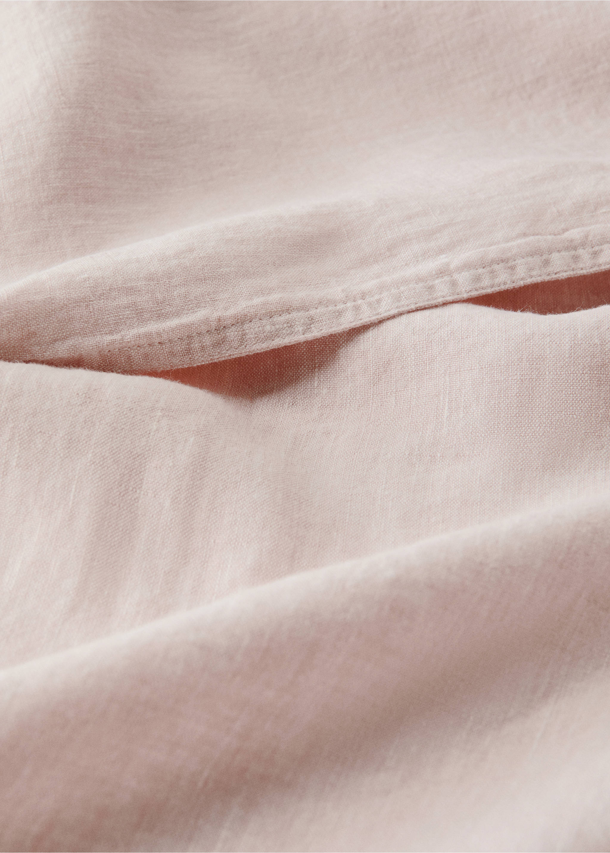 Melange 100% linen duvet cover for a 90 cm bed - Details of the article 2, Pale Pink. Ref: 27003745-00.