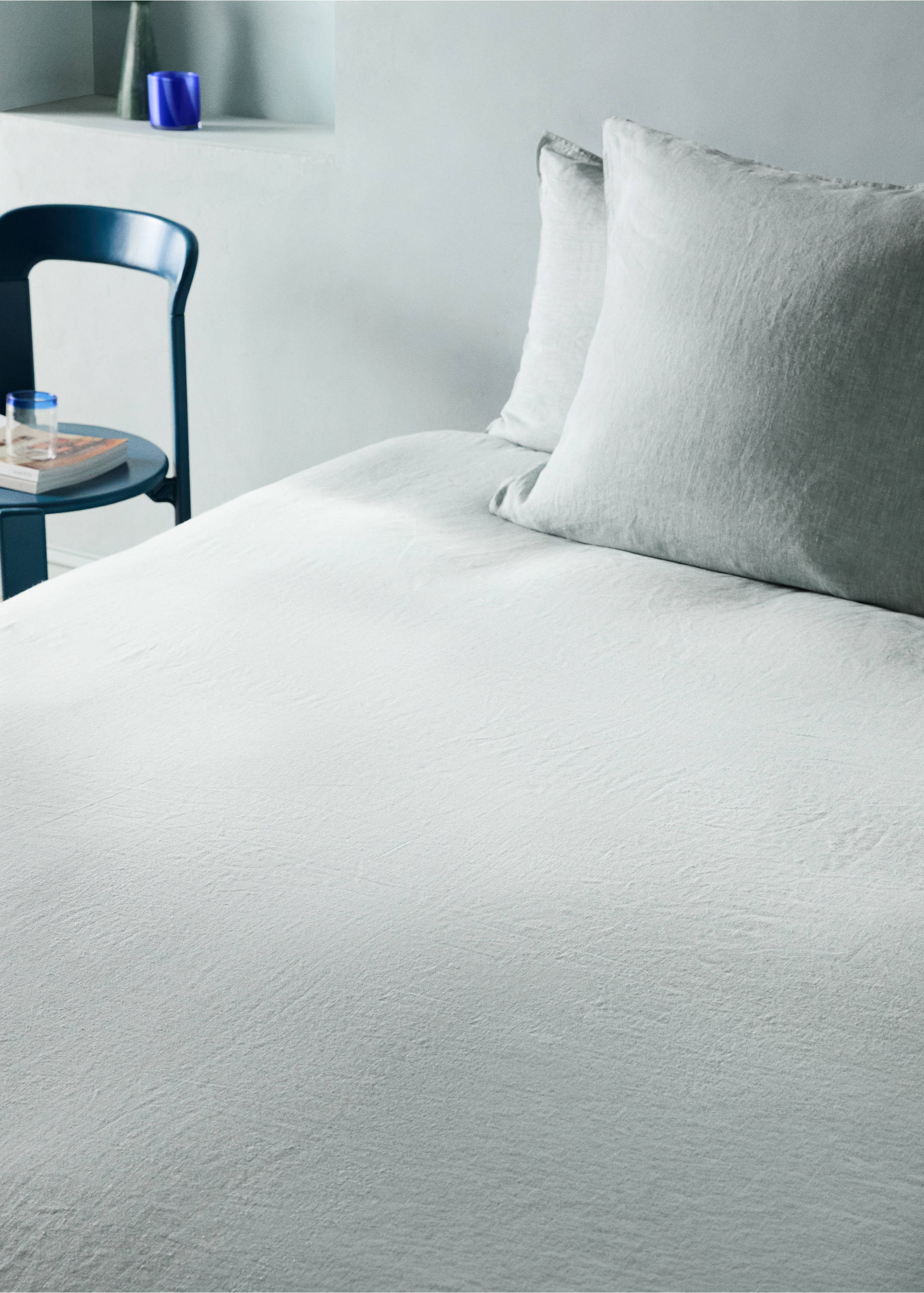 100% melange linen duvet cover for 135/140 cm bed - Details of the article 7, Pastel Green. Ref: 27003746-00.