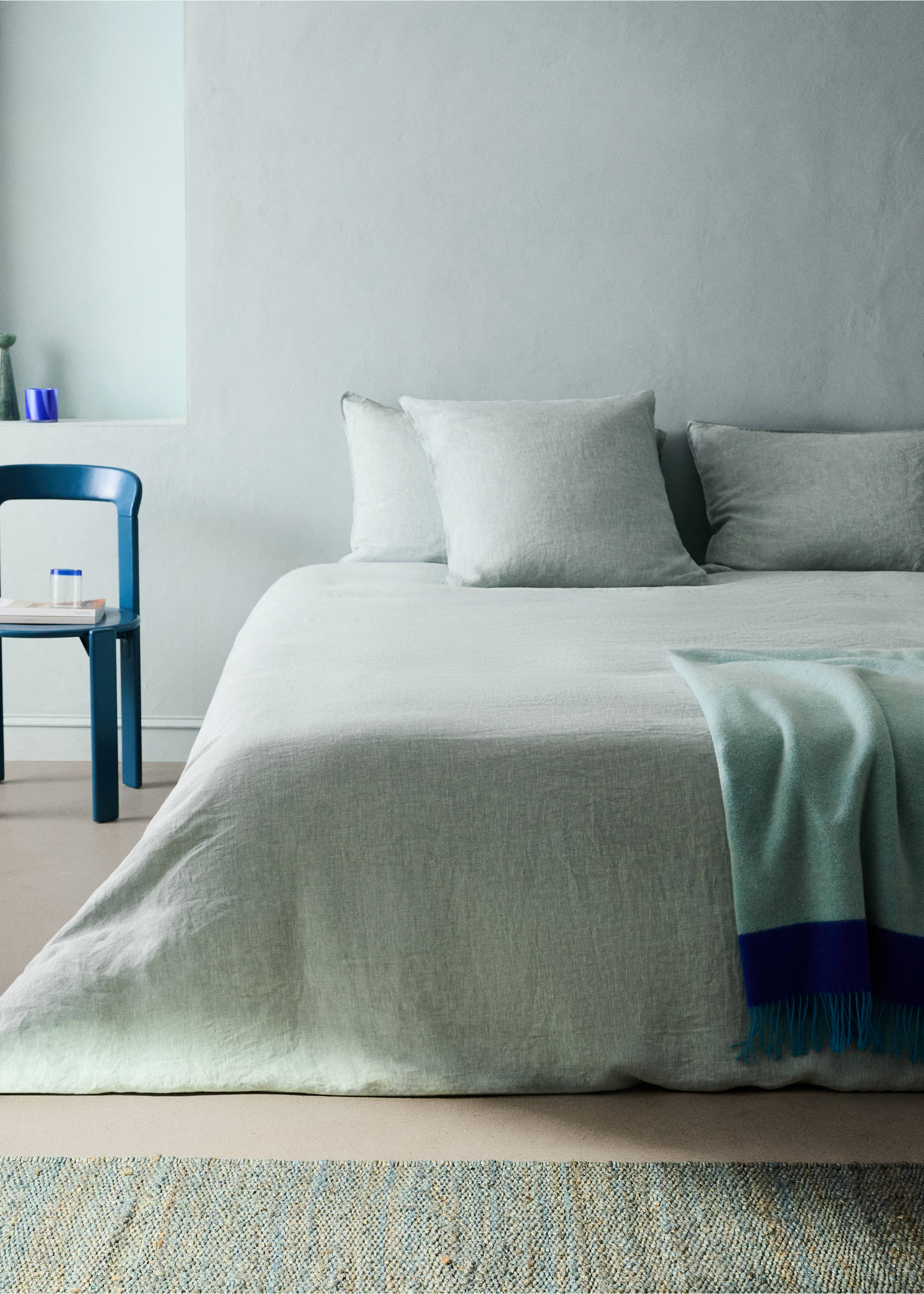 Melange 100% linen duvet cover for 180/200 cm bed - General plane, Pastel Green. Ref: 27003748-00.