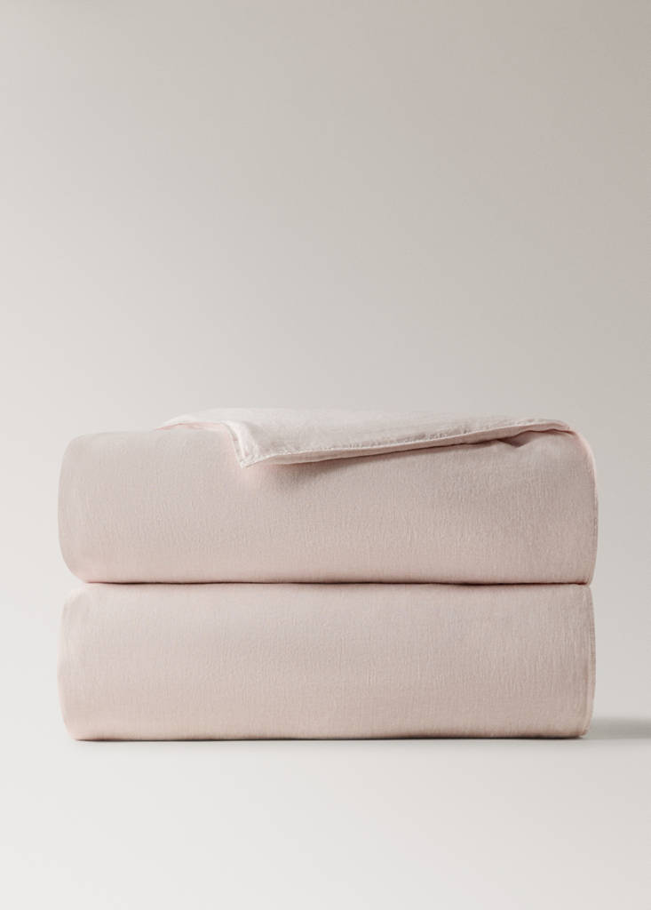 Melange 100% linen duvet cover for 180/200 cm bed — Pale Pink