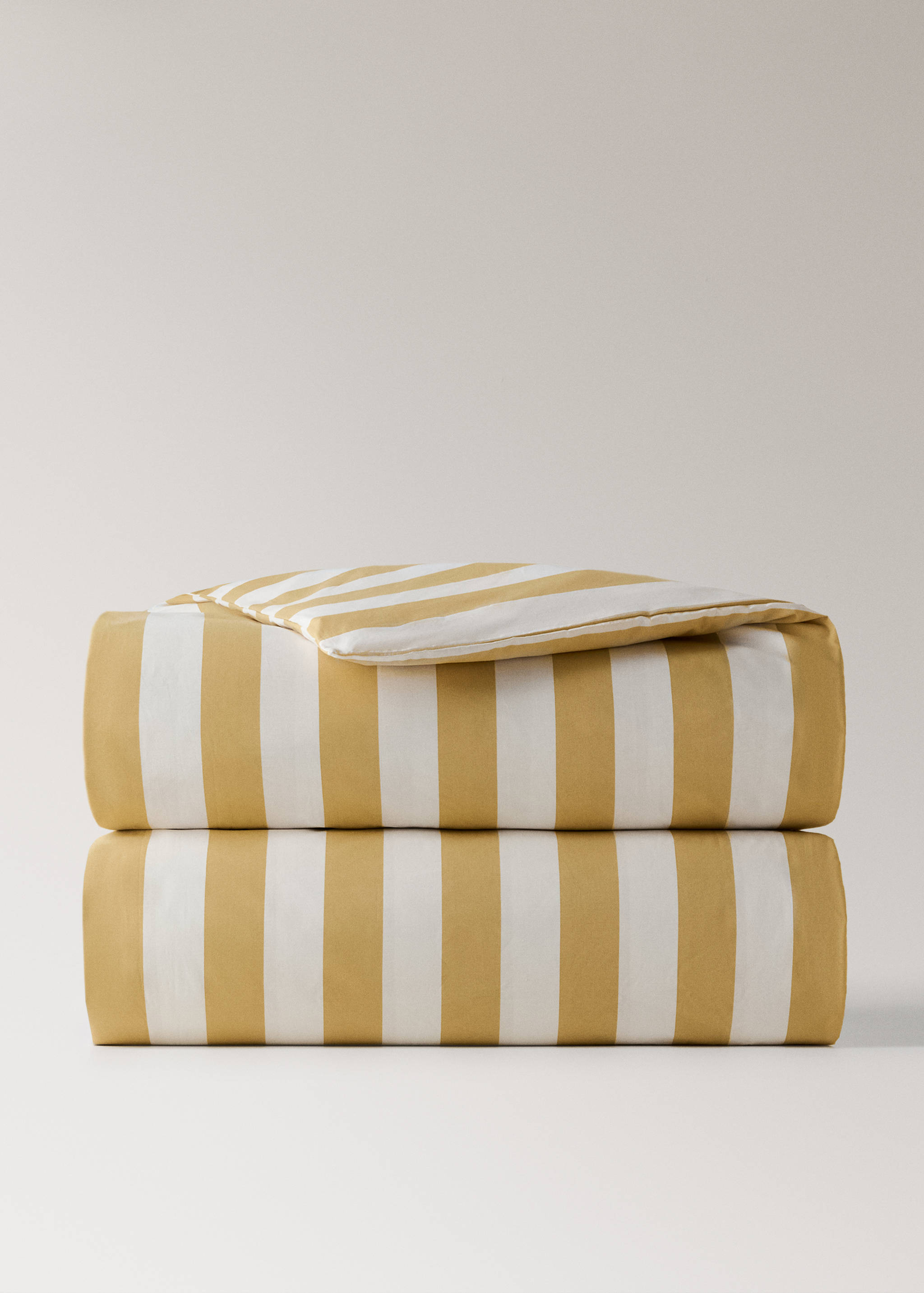 Percale cotton duvet cover 200 thread count wide stripe print Bed 90 cm - Article without model