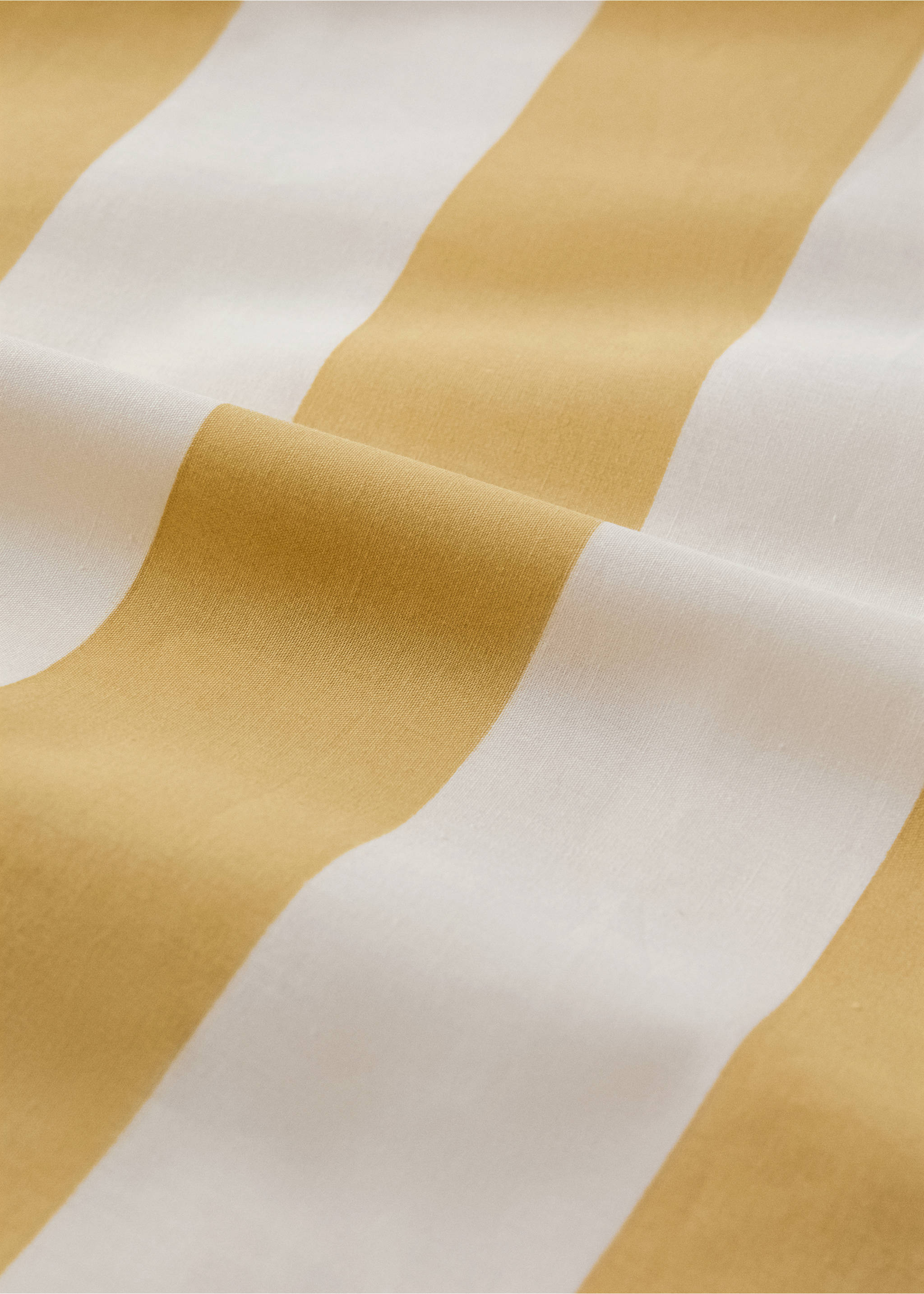 Percale cotton duvet cover 200 thread count wide stripe print Bed 150/160 cm - Details of the article 1, Mustard. Ref: 27003751-00.