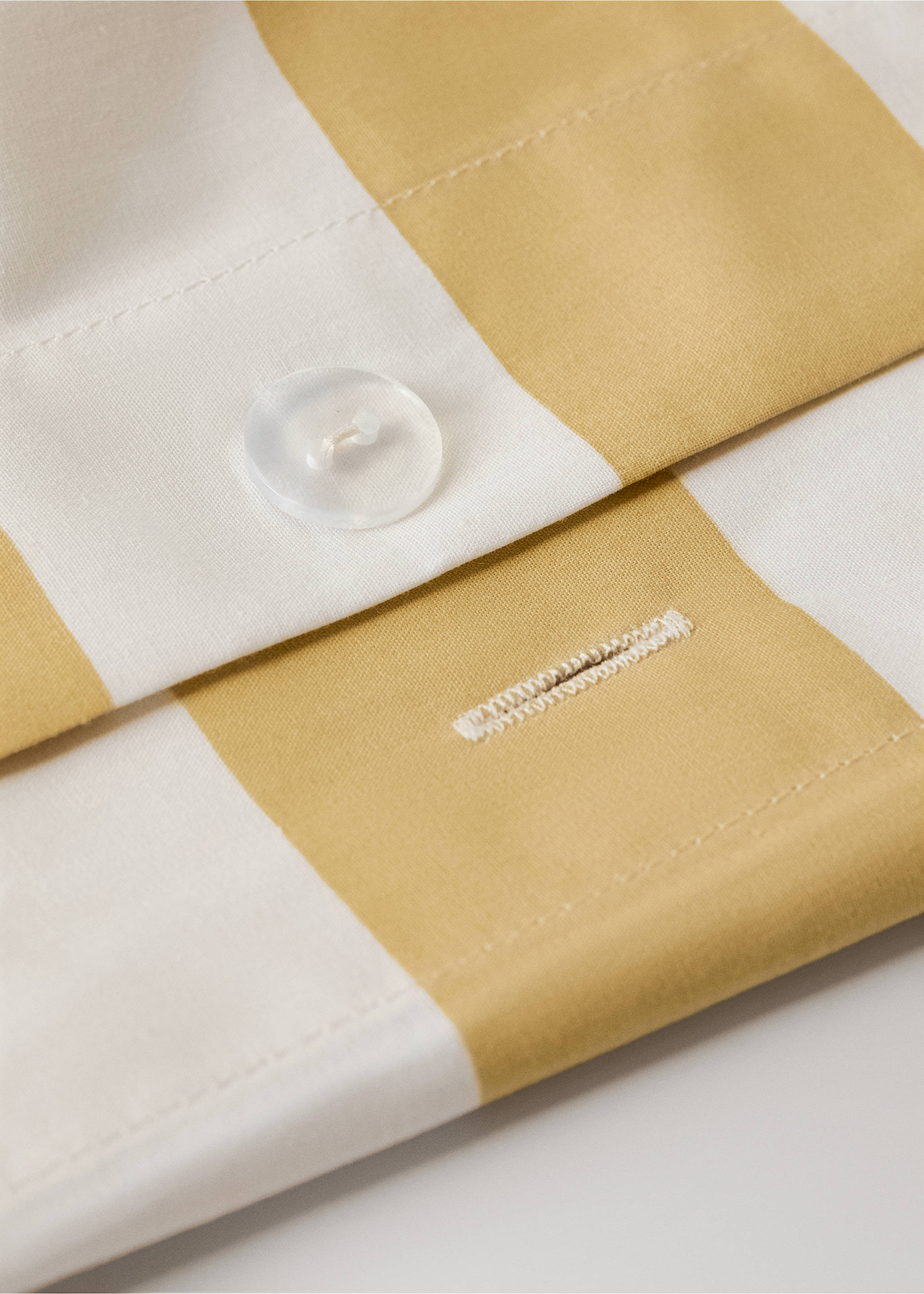 Percale cotton duvet cover 200 thread count wide stripe print Bed 150/160 cm - Details of the article 2, Mustard. Ref: 27003751-00.