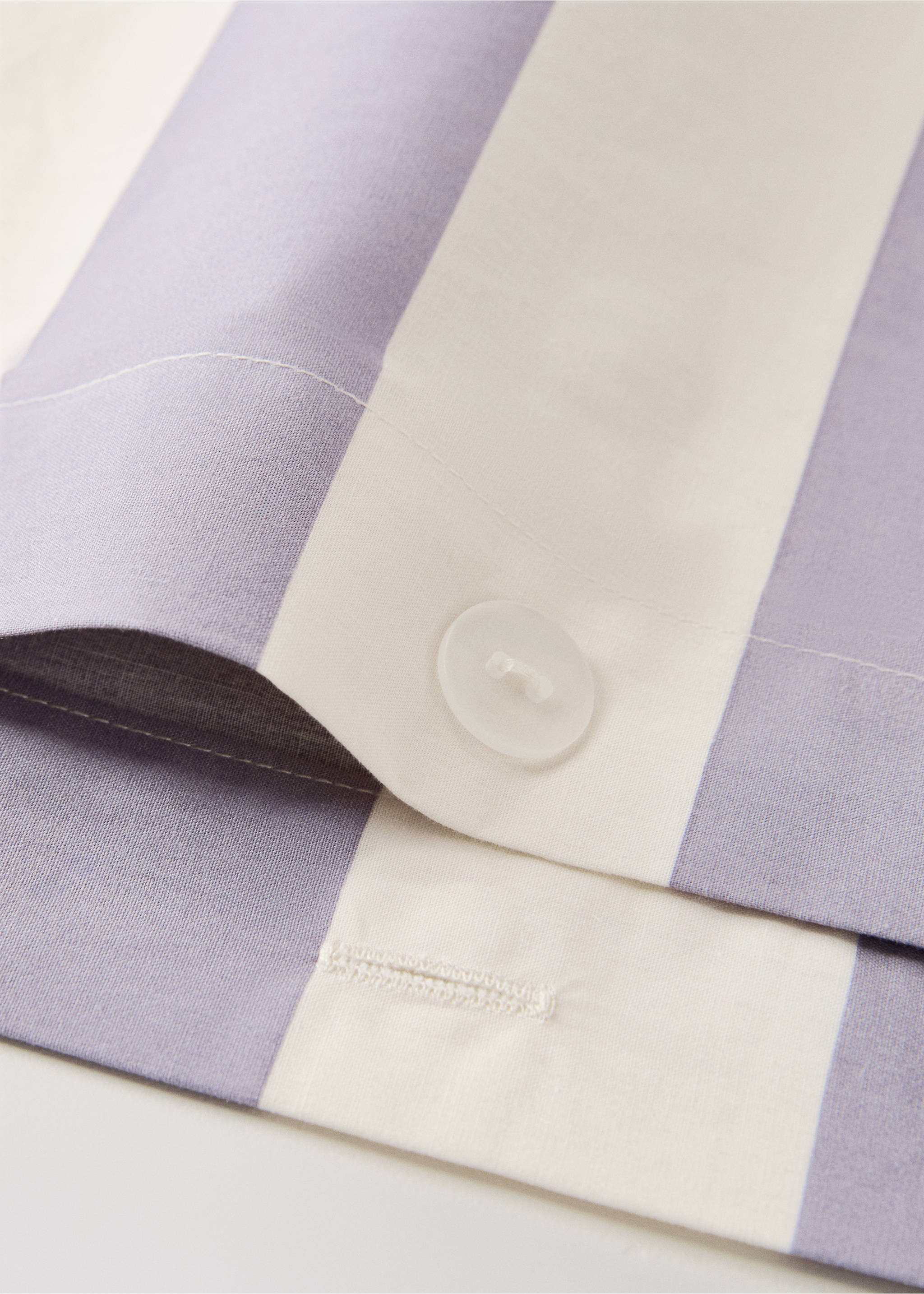 Percale cotton duvet cover 200 thread count wide stripe print Bed 150/160 cm - Details of the article 1, Lilac. Ref: 27003751-00.