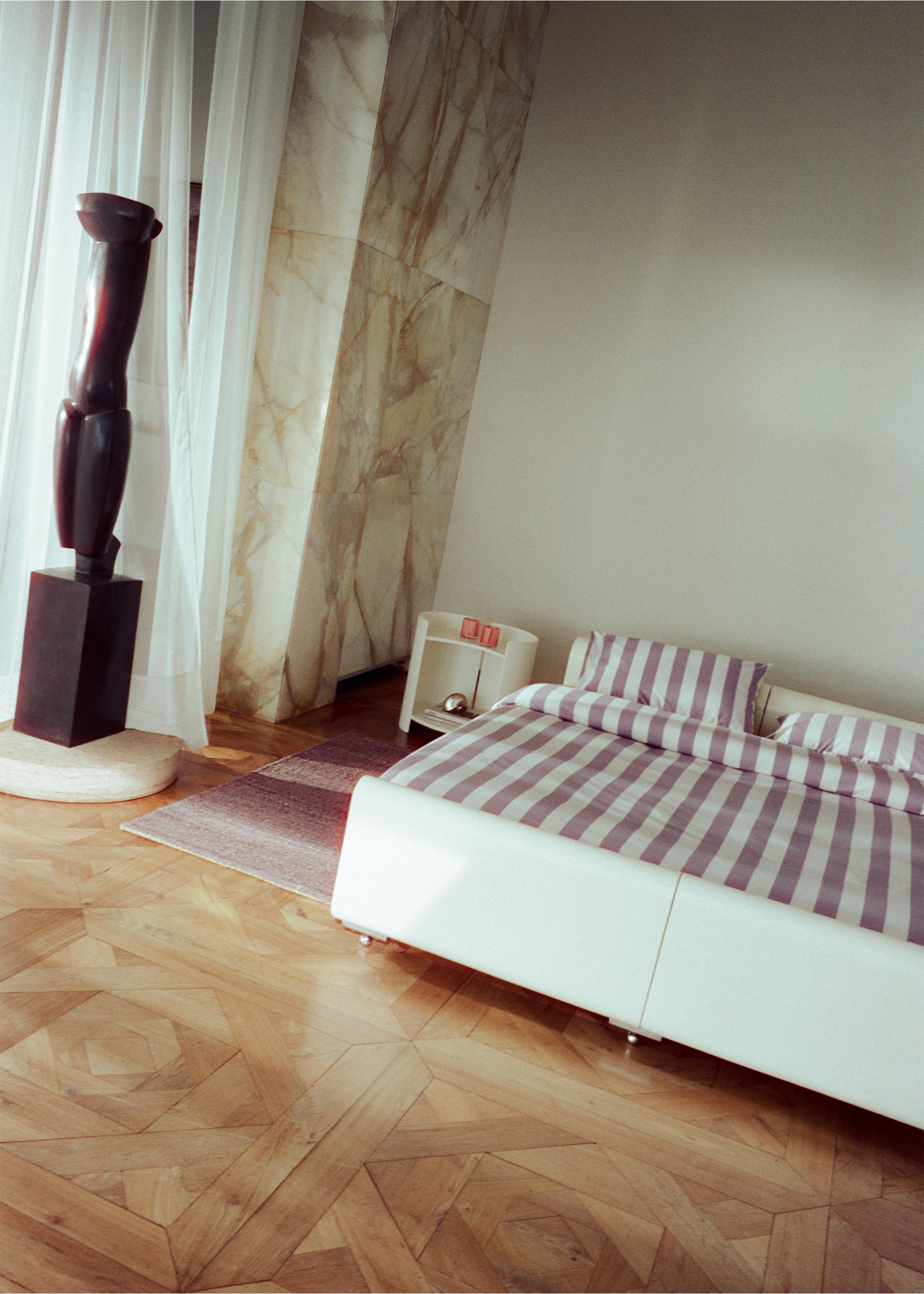 Percale cotton duvet cover 200 thread count wide stripe print Bed 150/160 cm - Details of the article 6, Lilac. Ref: 27003751-00.