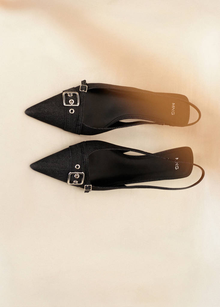Scarpe Denim Tallone Scoperto Fibbia