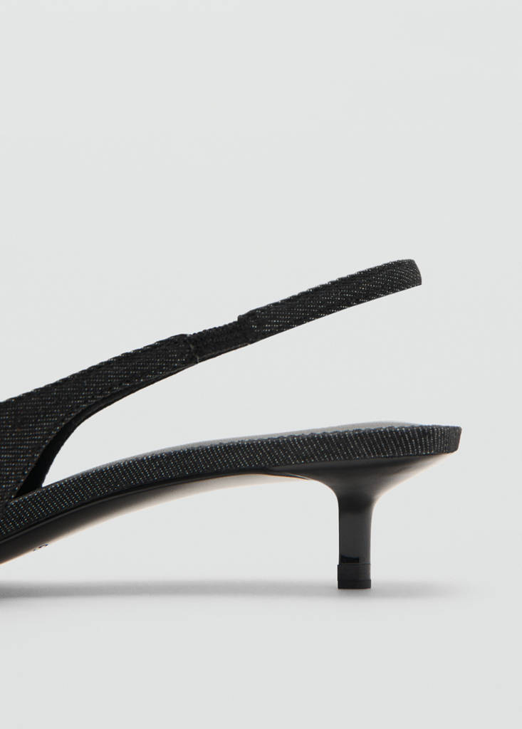 Slingback denim shoes with buckle — Navy