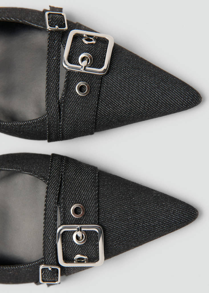 Slingback denim shoes with buckle — Navy