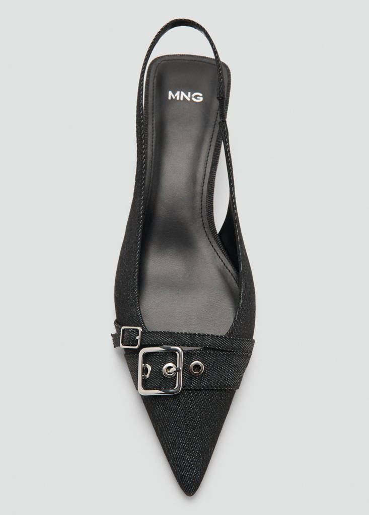 Slingback denim shoes with buckle — Navy