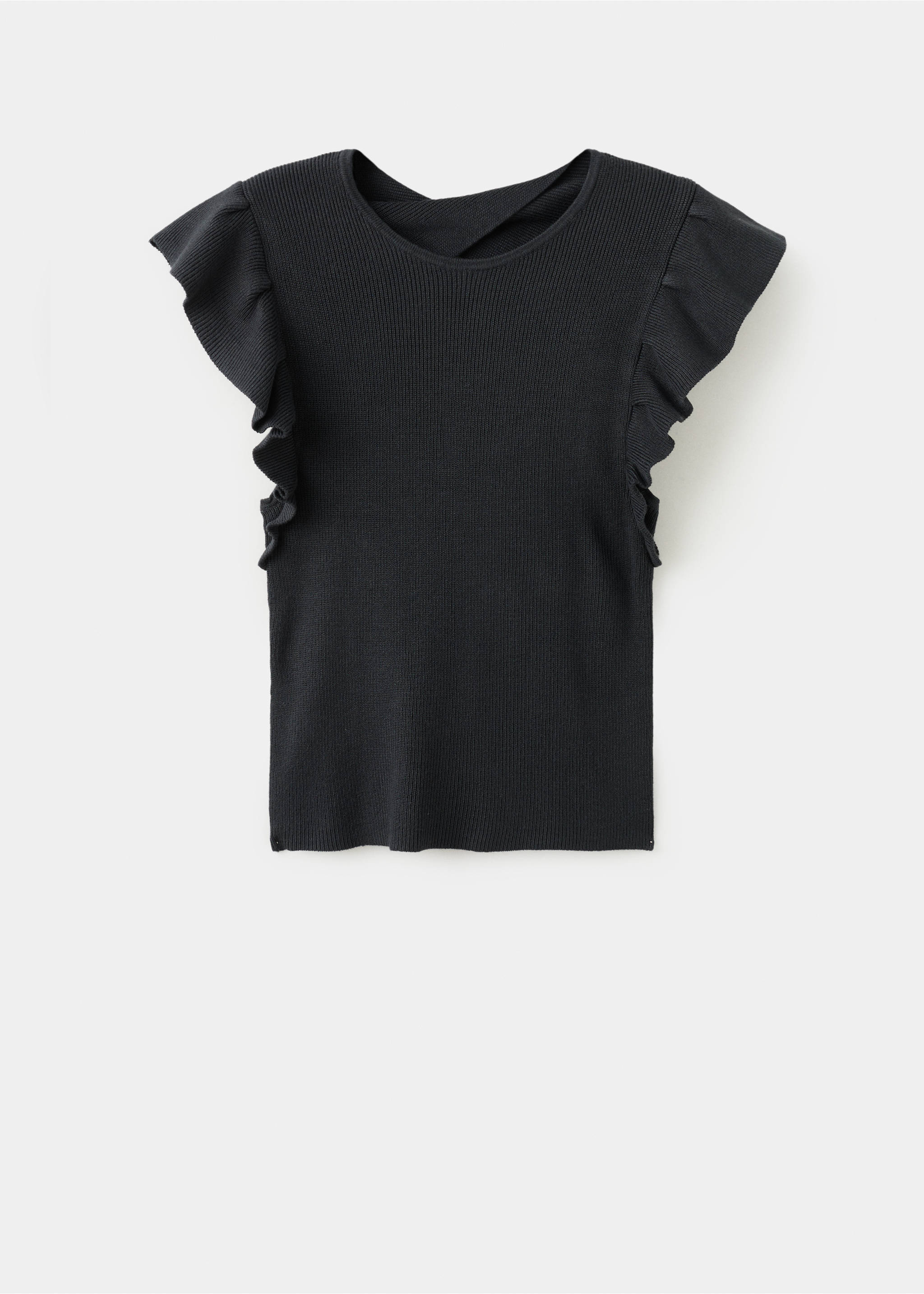 Трикотажный топ с воланами - Изделие без модели, Угольно-серый. Ref: 27004052-00.