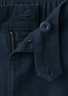 Straight cotton-linen trousers — Navy 7