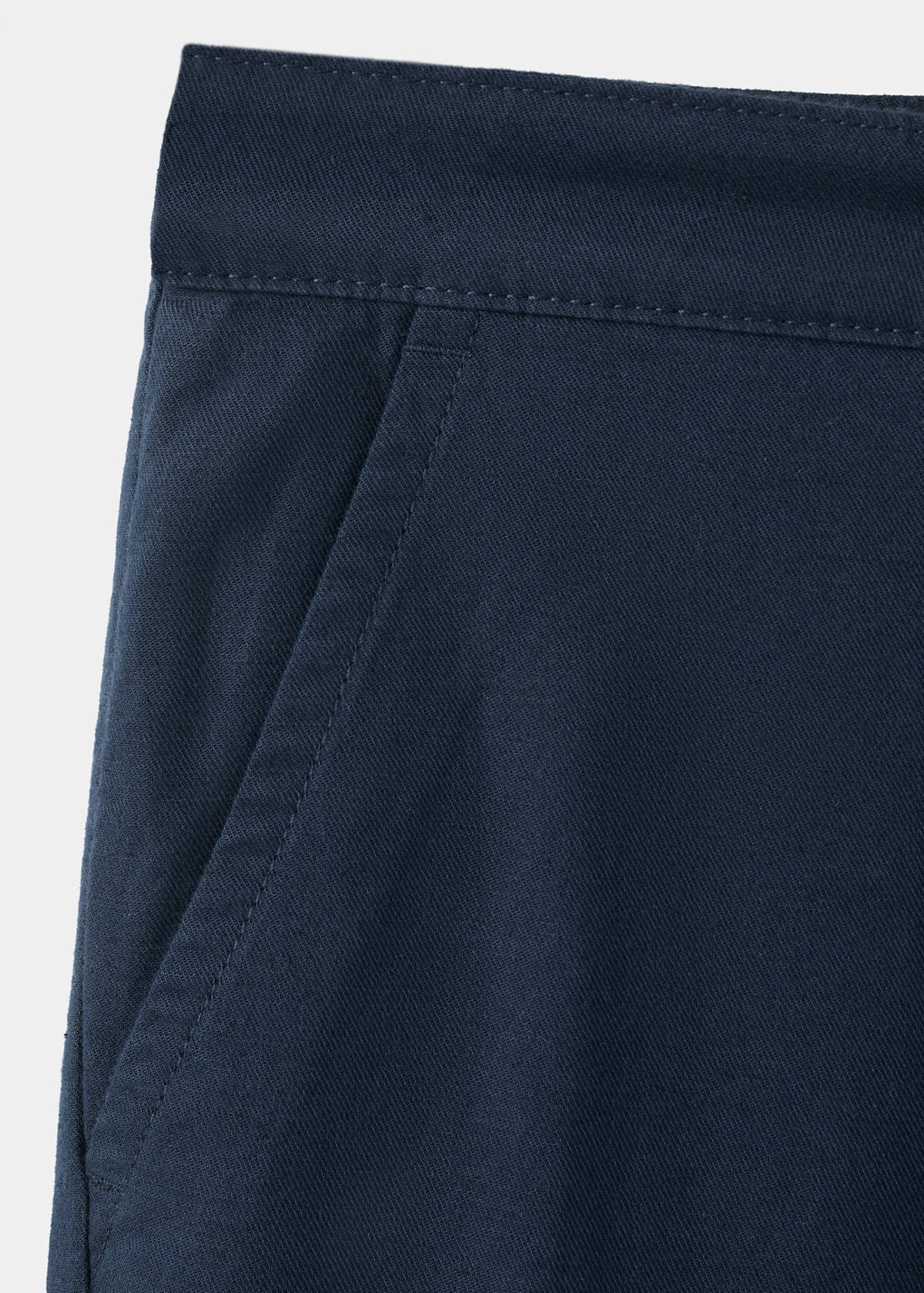 Straight cotton-linen trousers — Navy