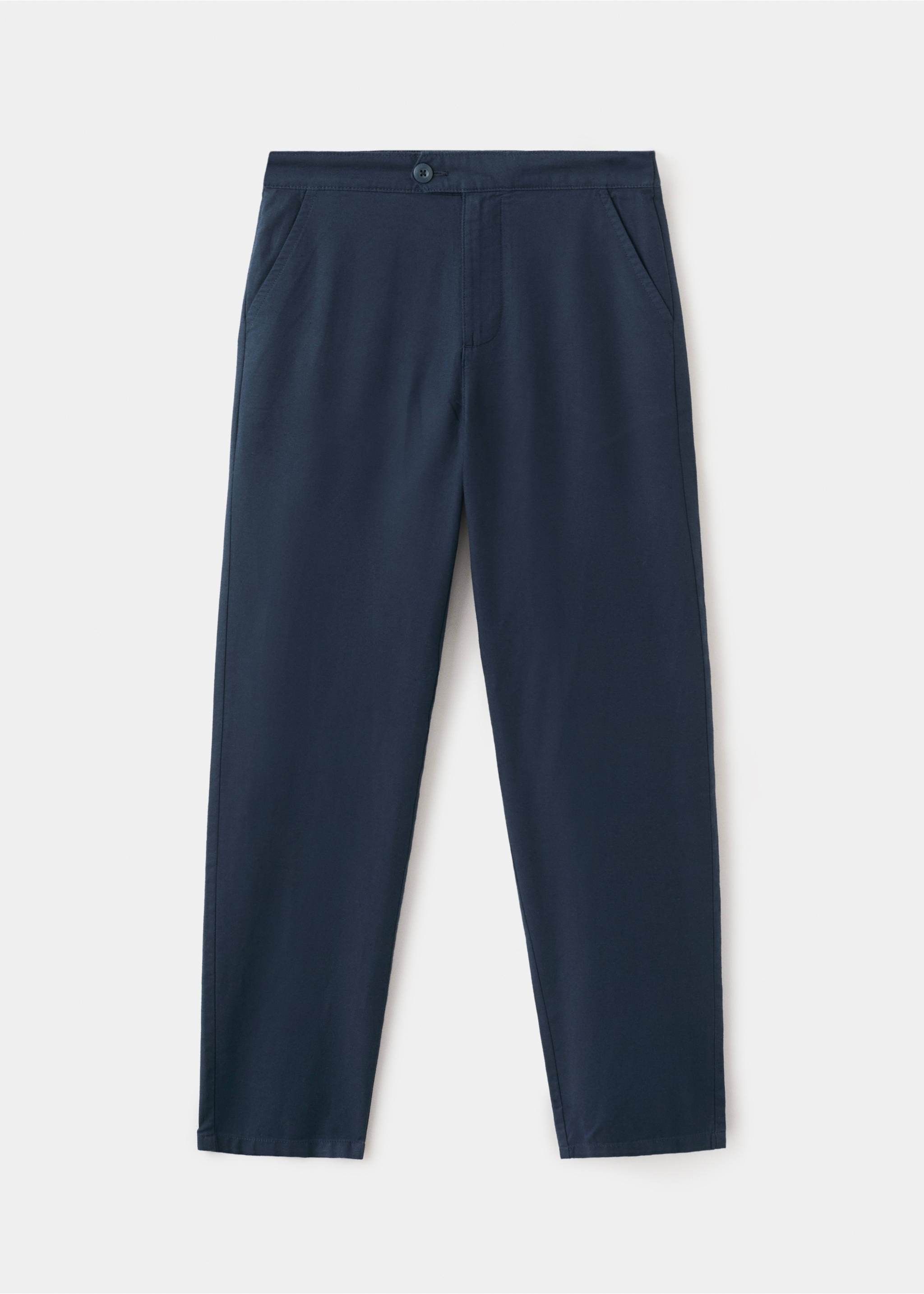 Pantalón lino algodón botón - Artículo sin modelo, Azul marino. Ref: 27004057-00.