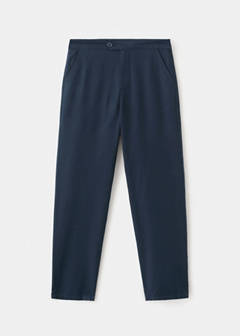Straight cotton-linen trousers — Navy 6
