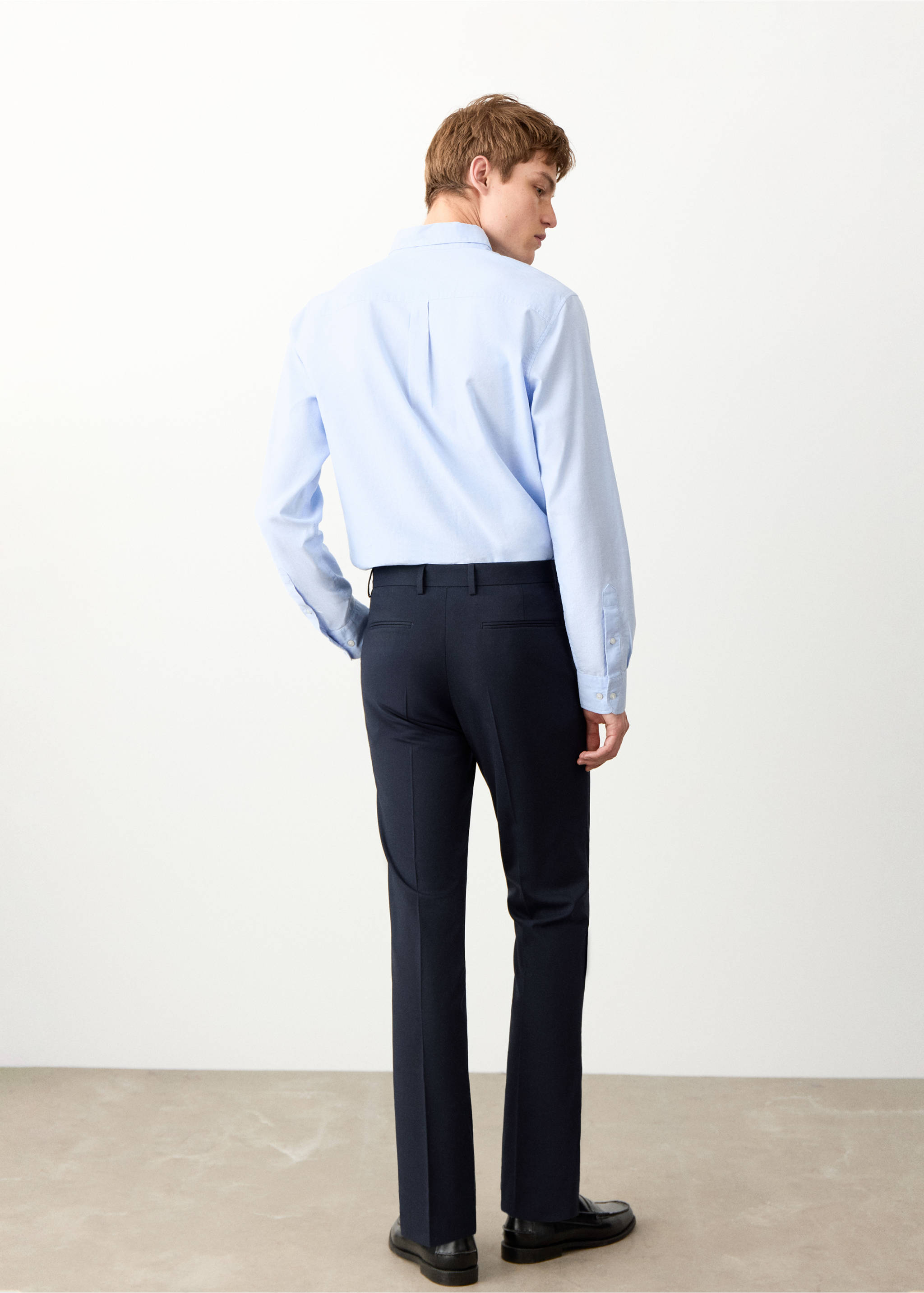 Pantalón recto traje - Reverso del artículo, Azul marino. Ref: 27004058-00.