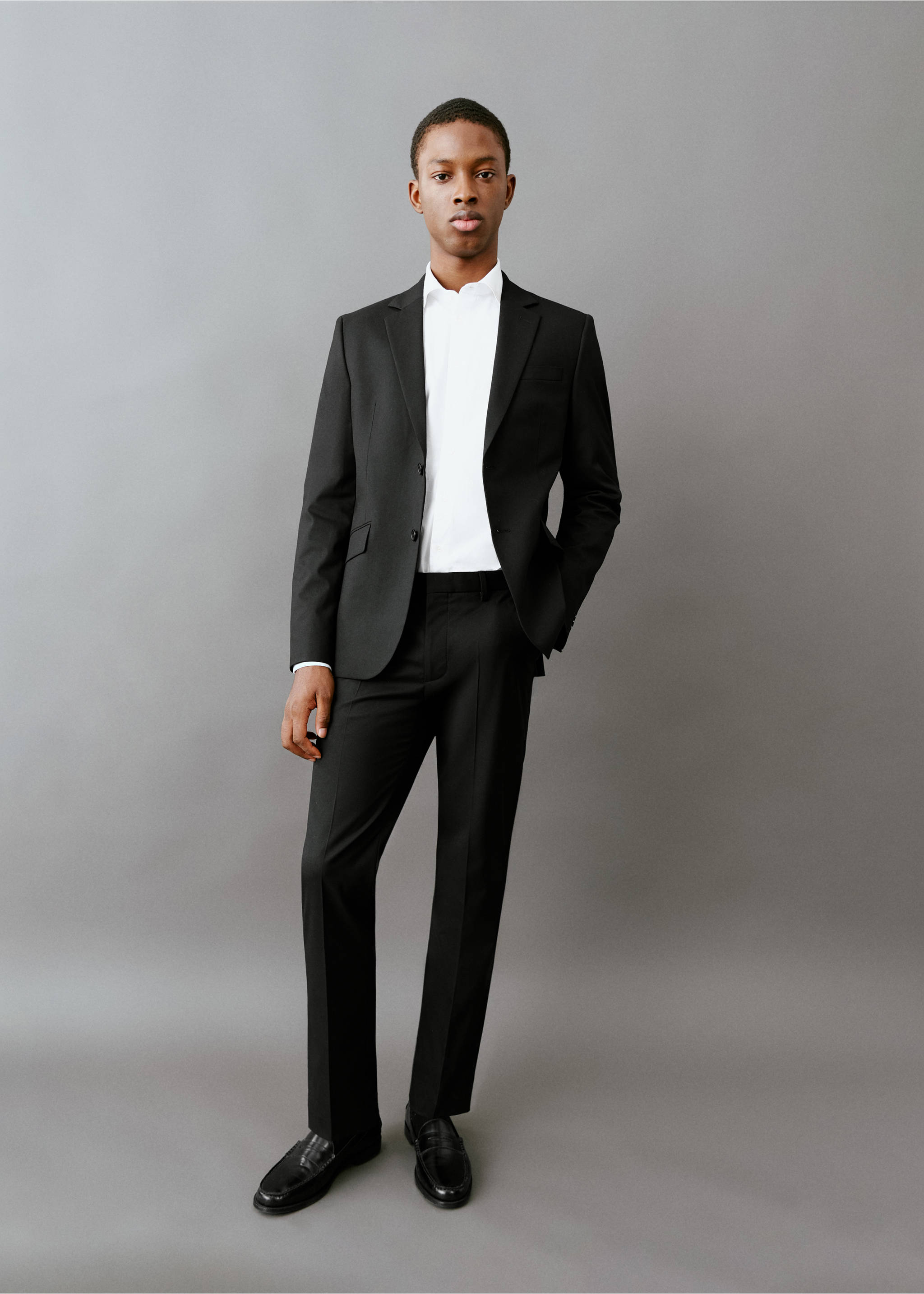 Pantalón recto traje - Detalle del artículo 6, Negro. Ref: 27004059-00.