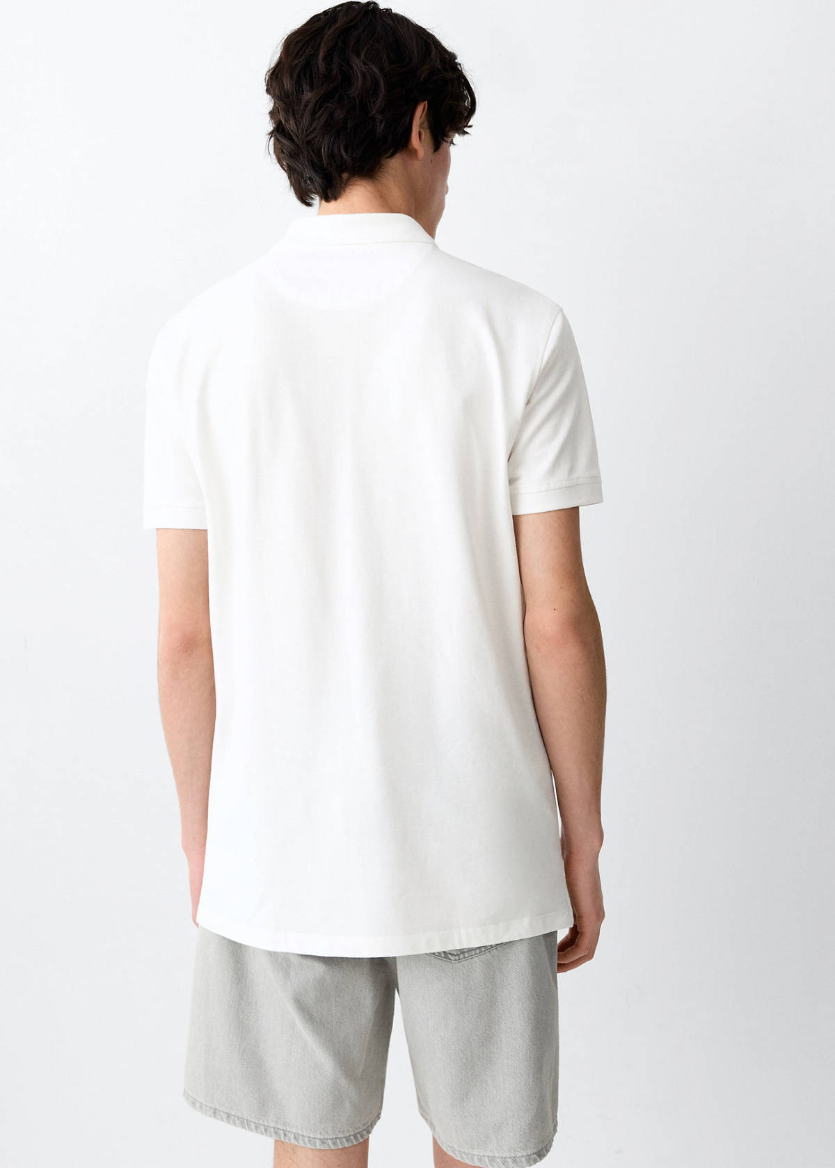 Short-sleeved cotton polo shirt — White