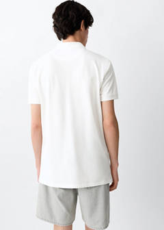 Short-sleeved cotton polo shirt — White 4