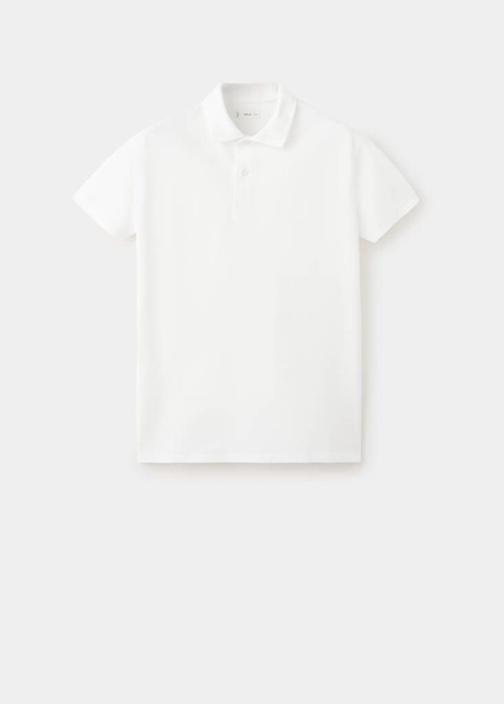 Short-sleeved cotton polo shirt — White