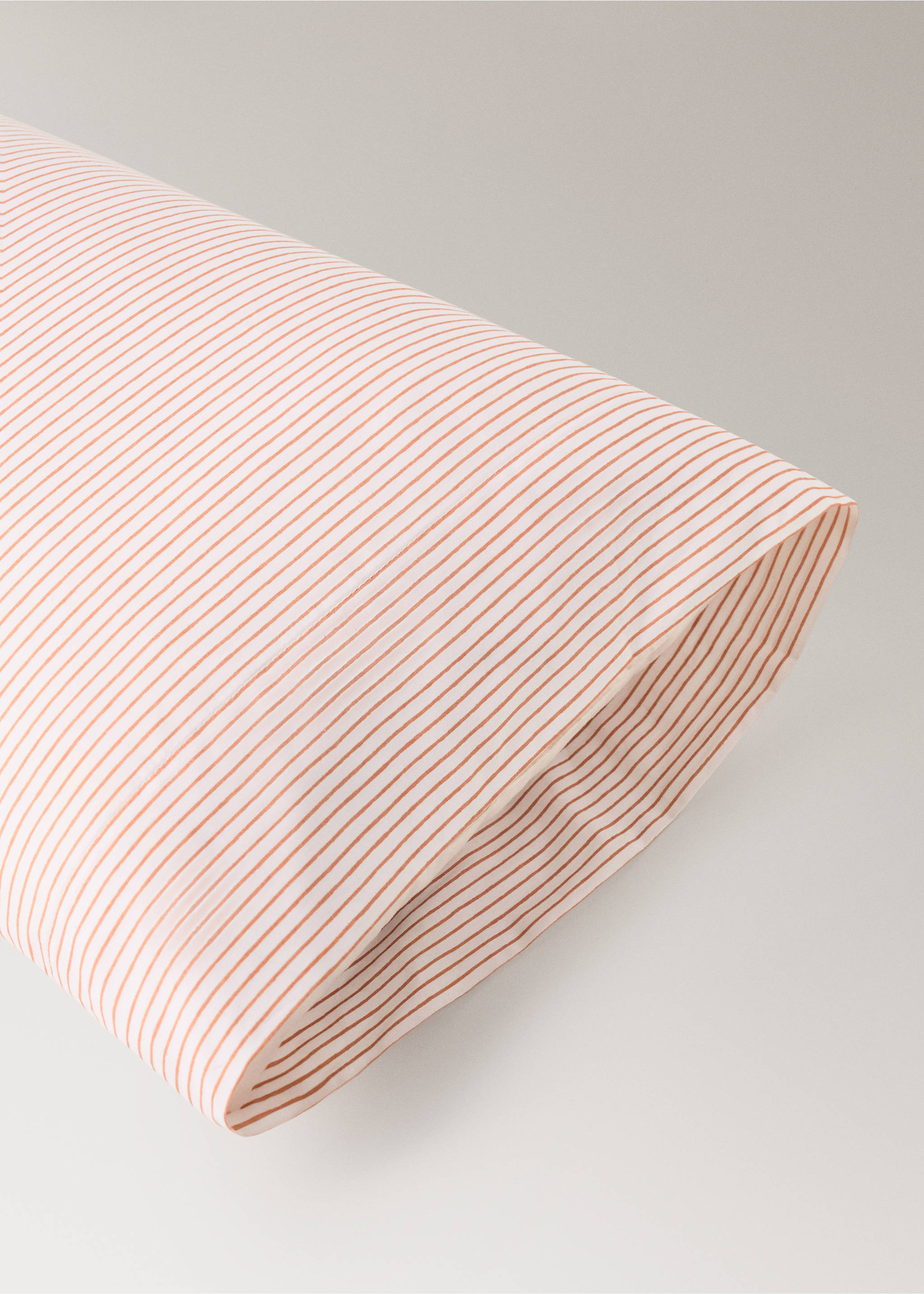 Children's pillowcase in cotton percale with stripes 45x110cm - Details of the article 1, Russet. Ref: 27004063-00.