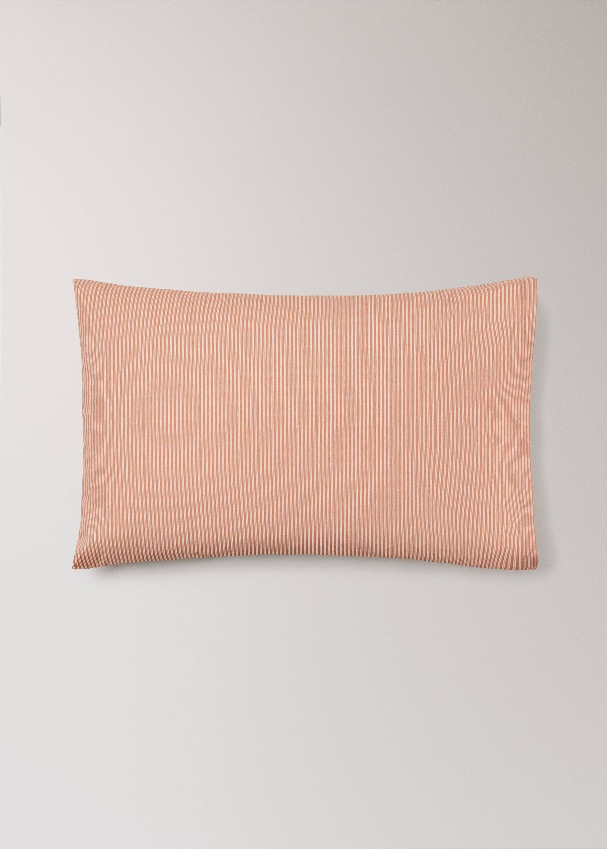 Funda coixí infantil cotó percala ratlles 50x75 cm - Article sense model, Vermell ataronjat. Ref: 27004064-00.