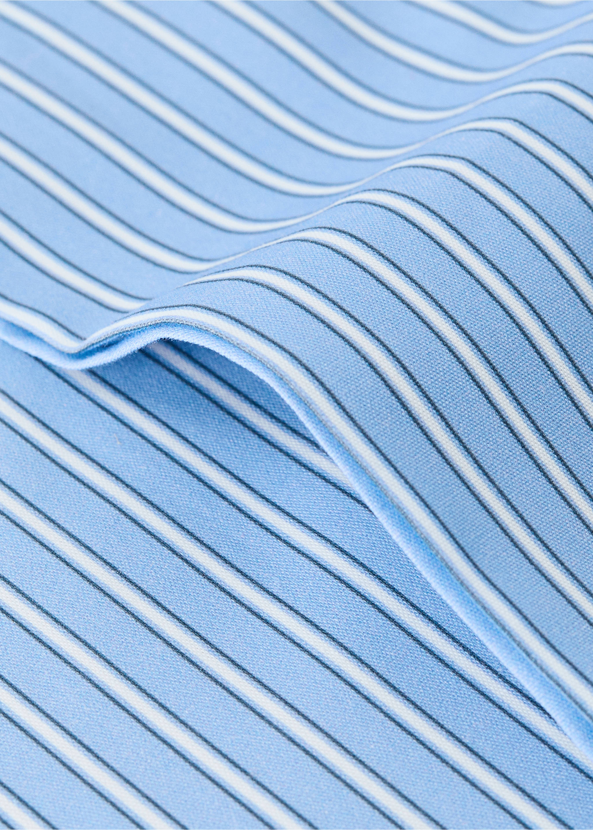 Children's pillowcase in shirt stripe percale 45x110 cm - Details of the article 2, Blue. Ref: 27004066-00.