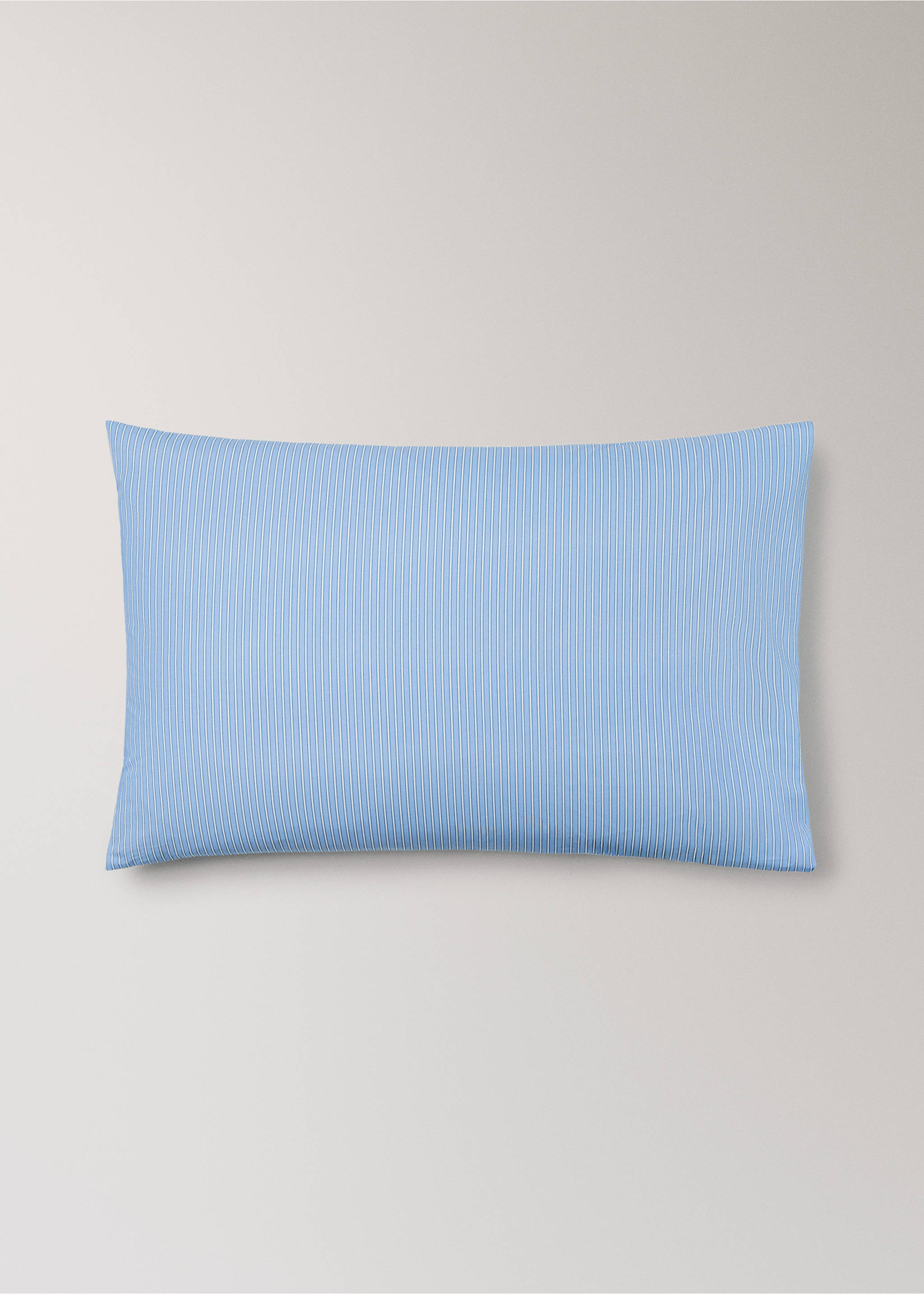 Children's pillowcase in bicolour striped percale 50x75 cm - Article without model, Blue. Ref: 27004067-00.