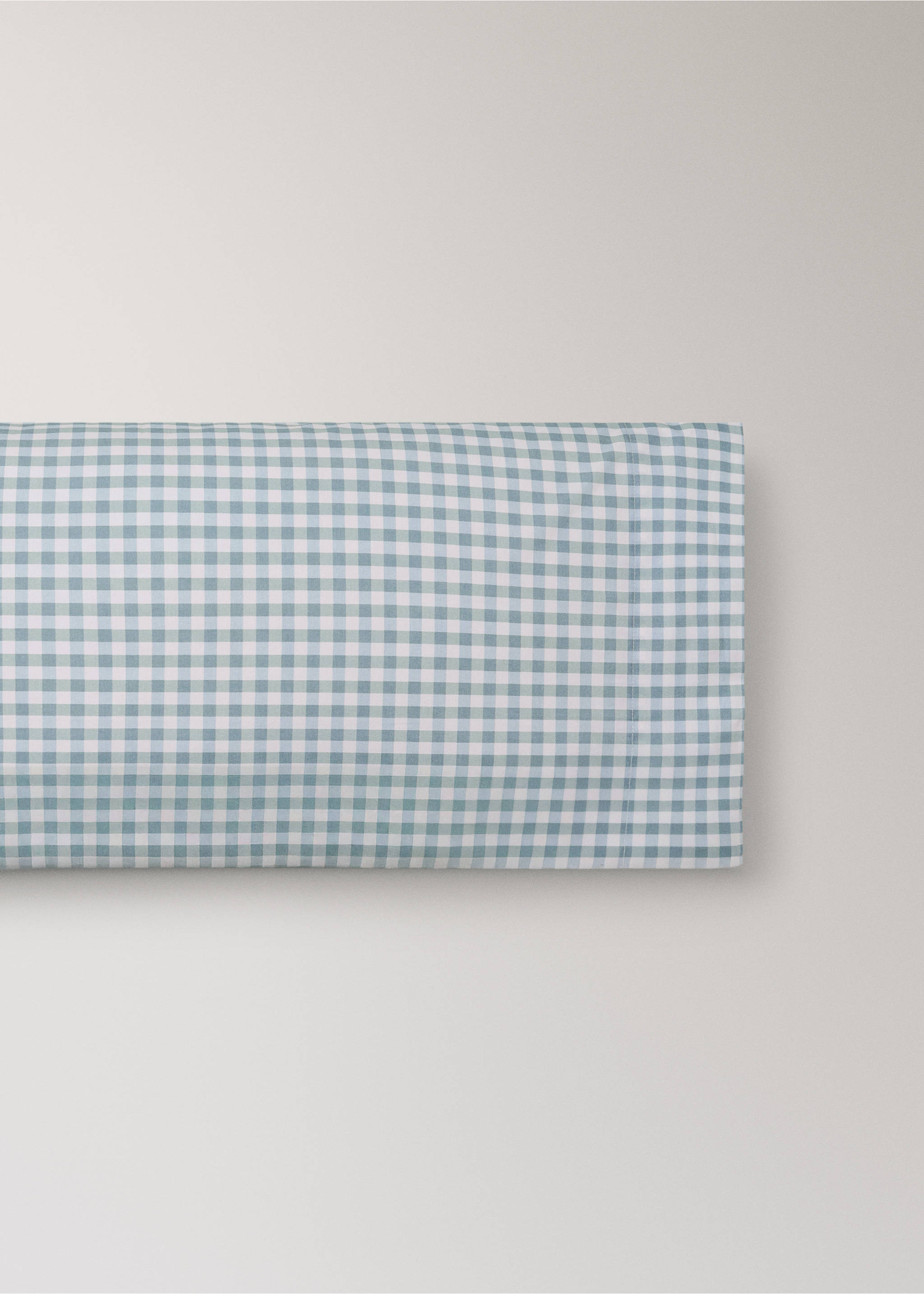 Gingham check cotton pillow cover 45x110 cm - Article without model, Mint Green. Ref: 27004071-00.