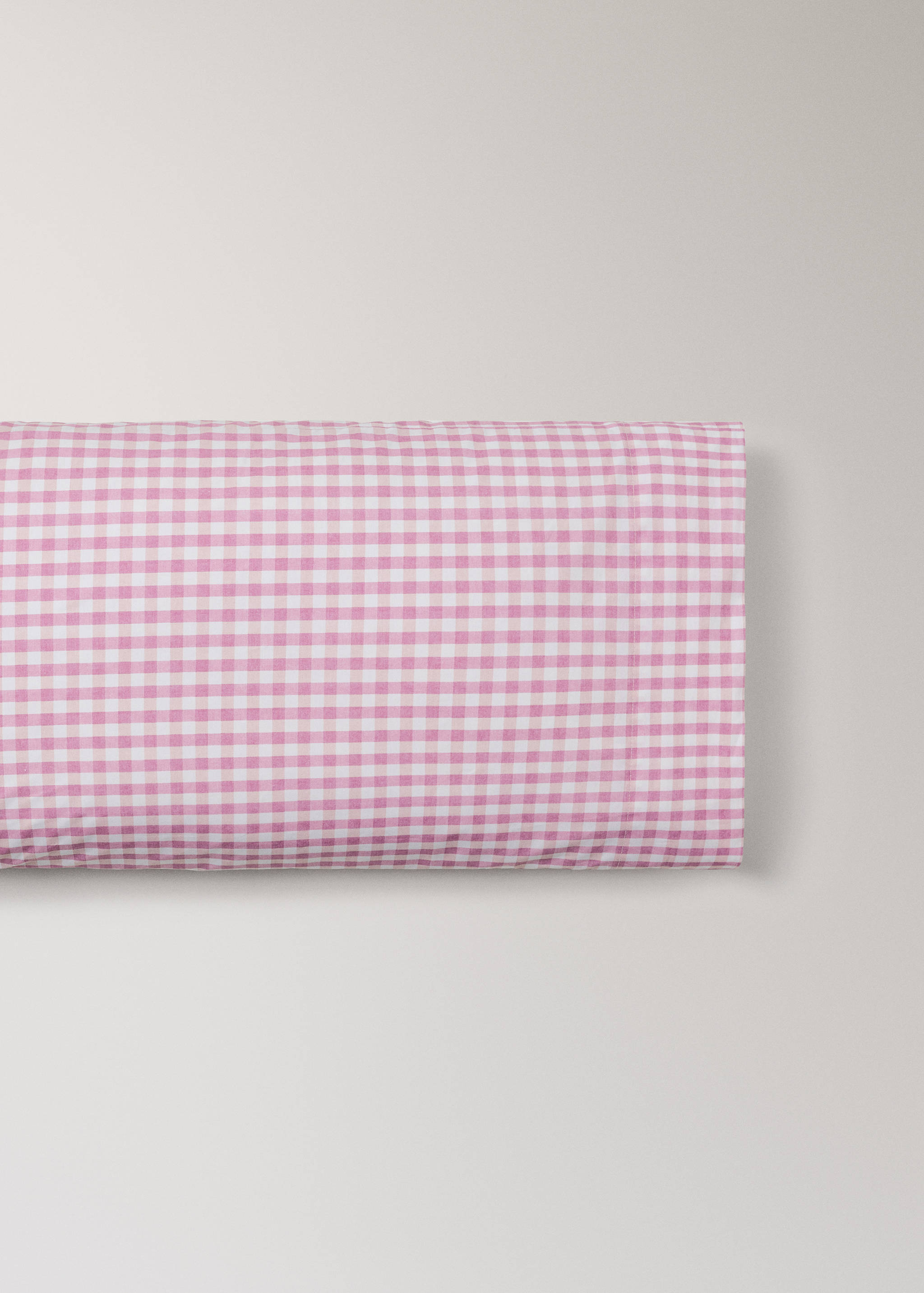 Gingham check cotton pillow cover 45x110 cm - Article without model
