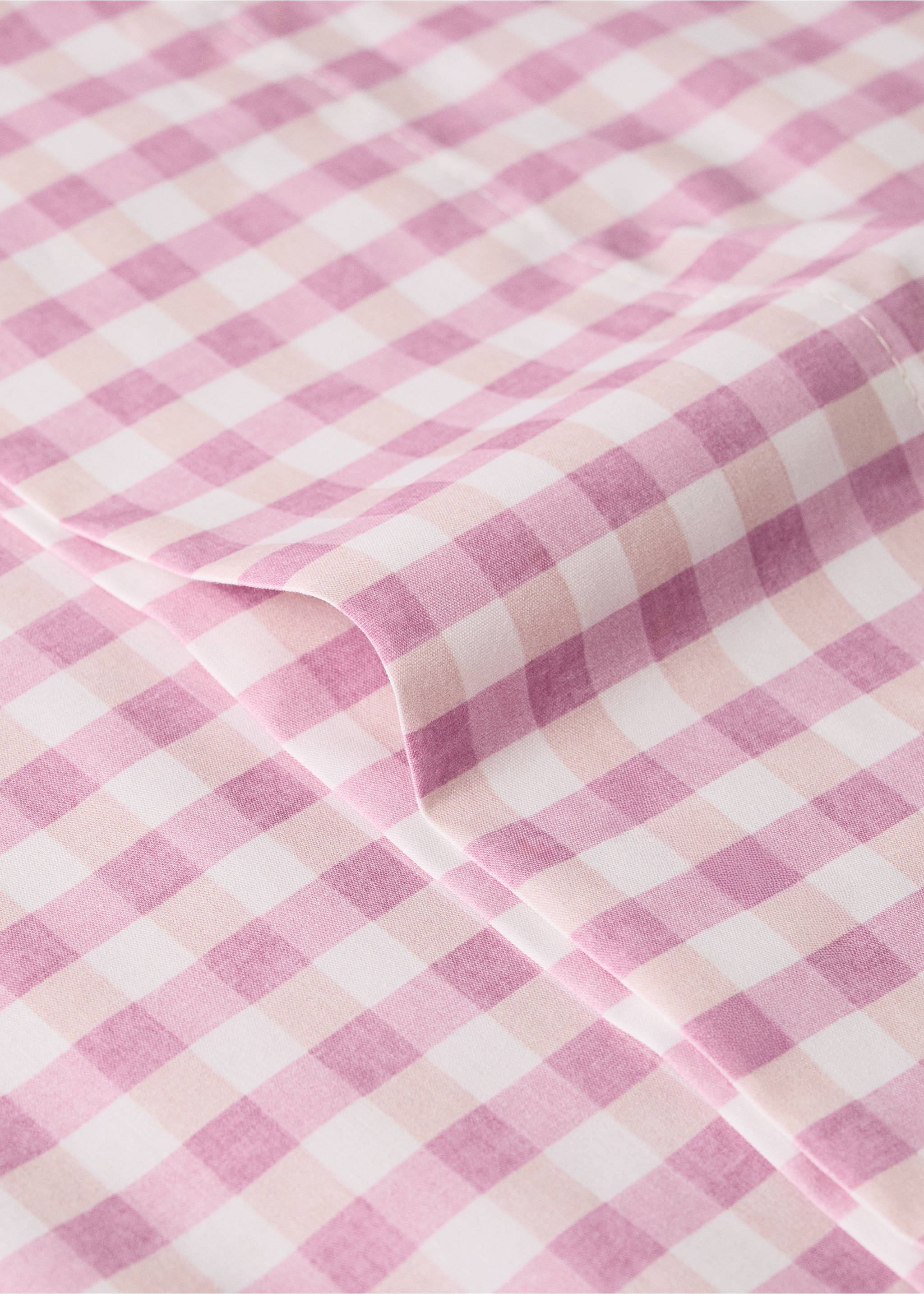 Gingham check cotton pillow cover 45x110 cm - Details of the article 1, Pink. Ref: 27004071-00.