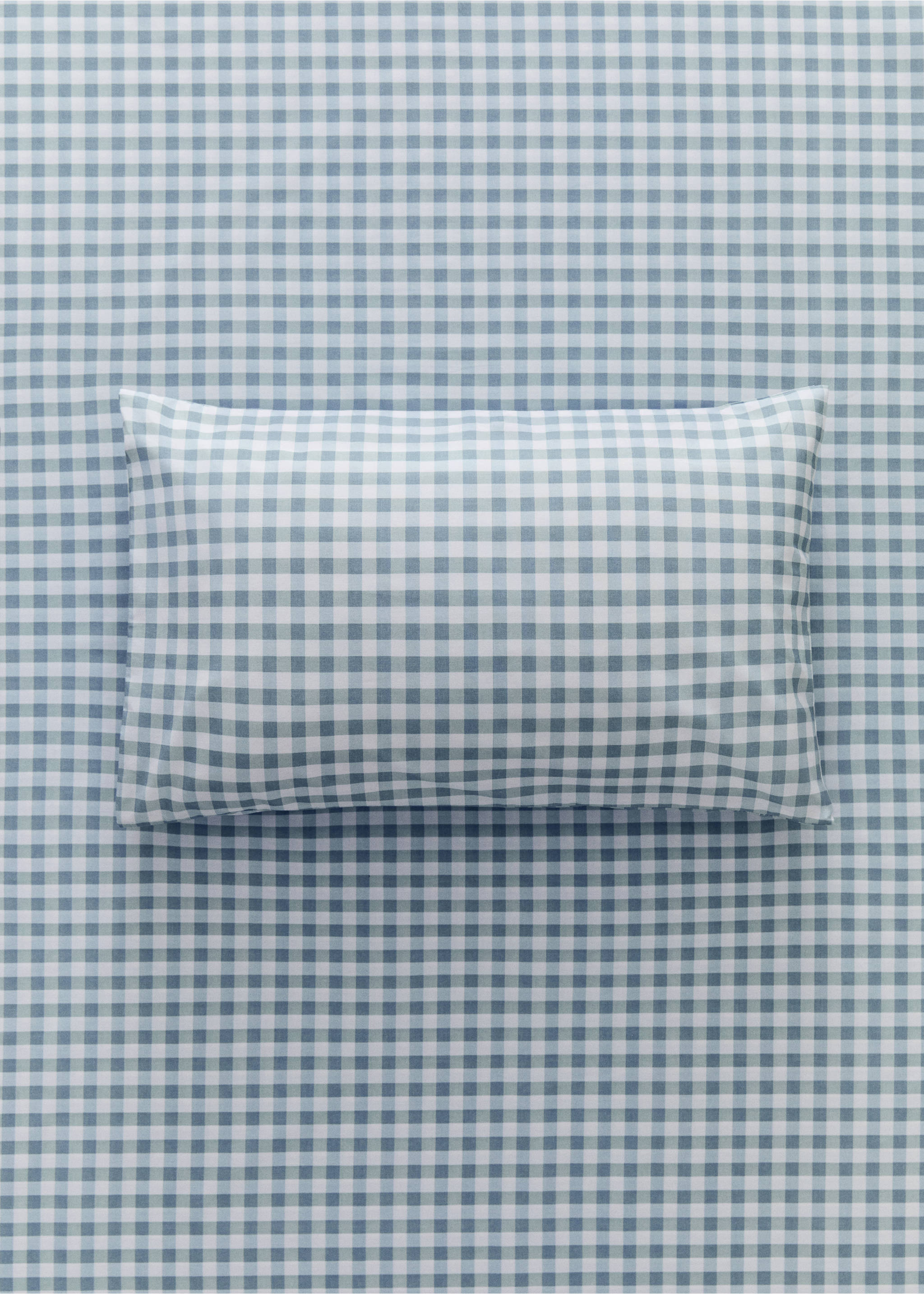 Vichy check cotton pillowcase 50x75 cm - General plane, Mint Green. Ref: 27004072-00.