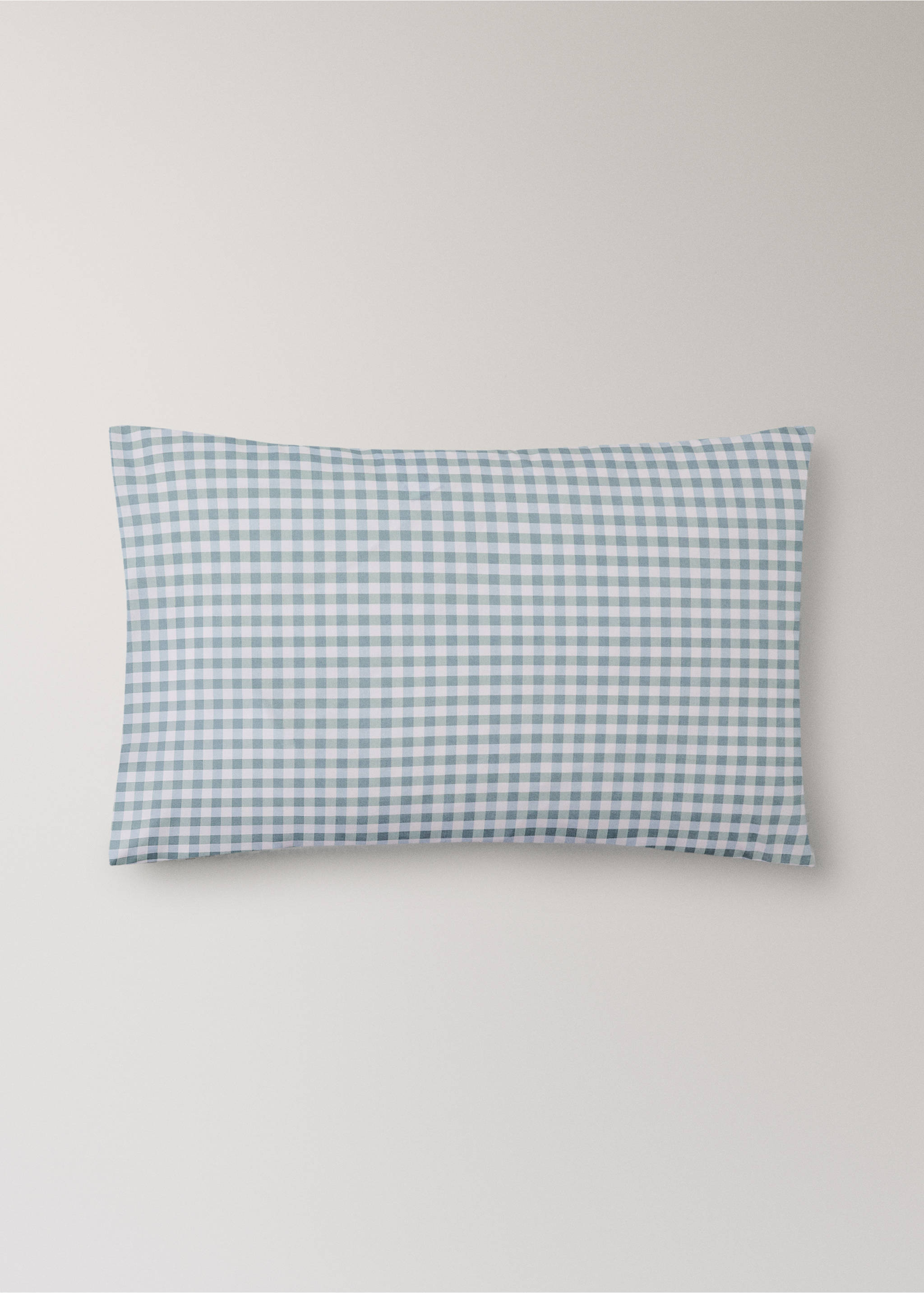 Vichy check cotton pillowcase 50x75 cm - Article without model, Mint Green. Ref: 27004072-00.