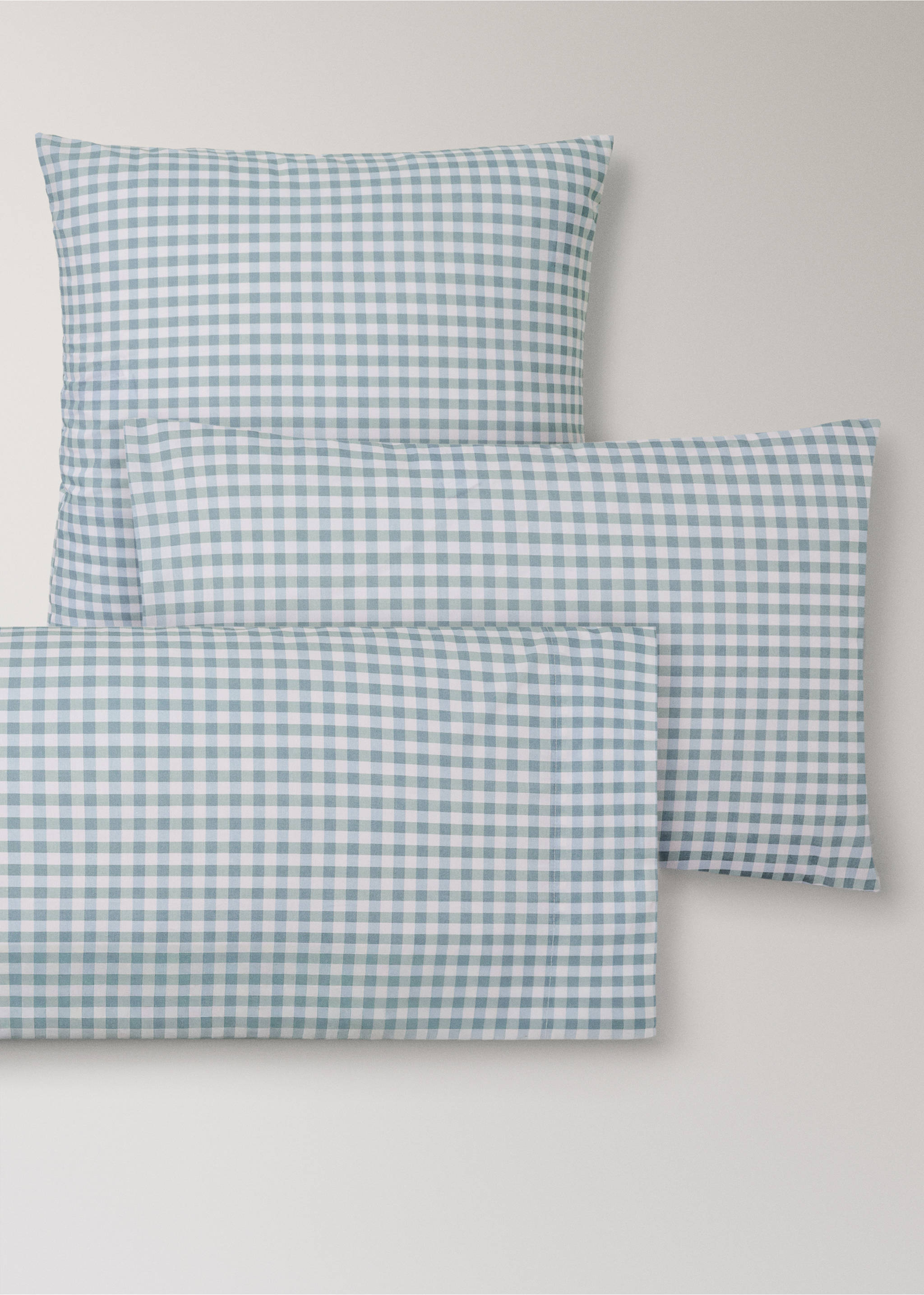 Vichy check cotton pillowcase 50x75 cm - Details of the article 3, Mint Green. Ref: 27004072-00.