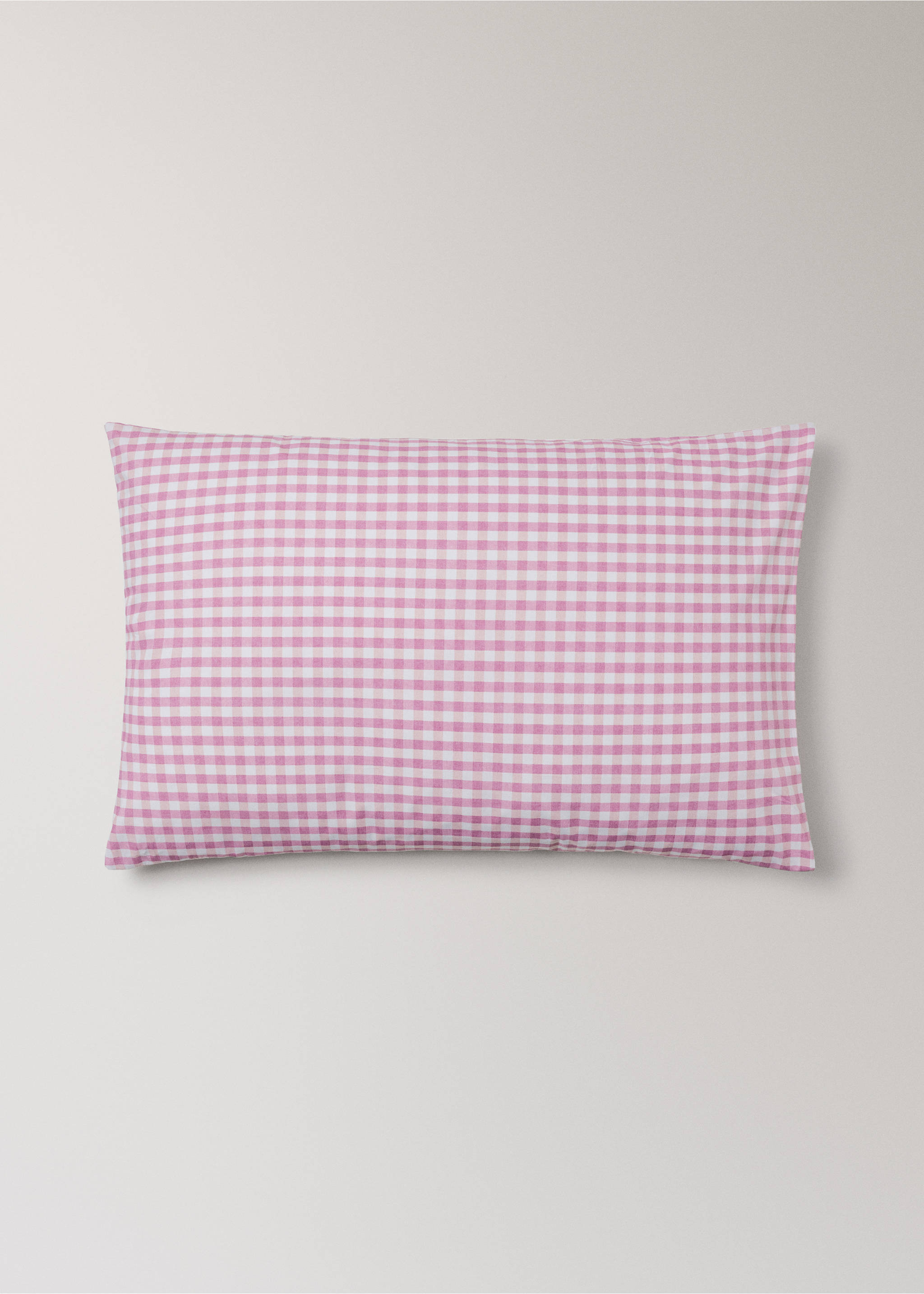 Vichy check cotton pillowcase 50x75 cm - Article without model, Pink. Ref: 27004072-00.