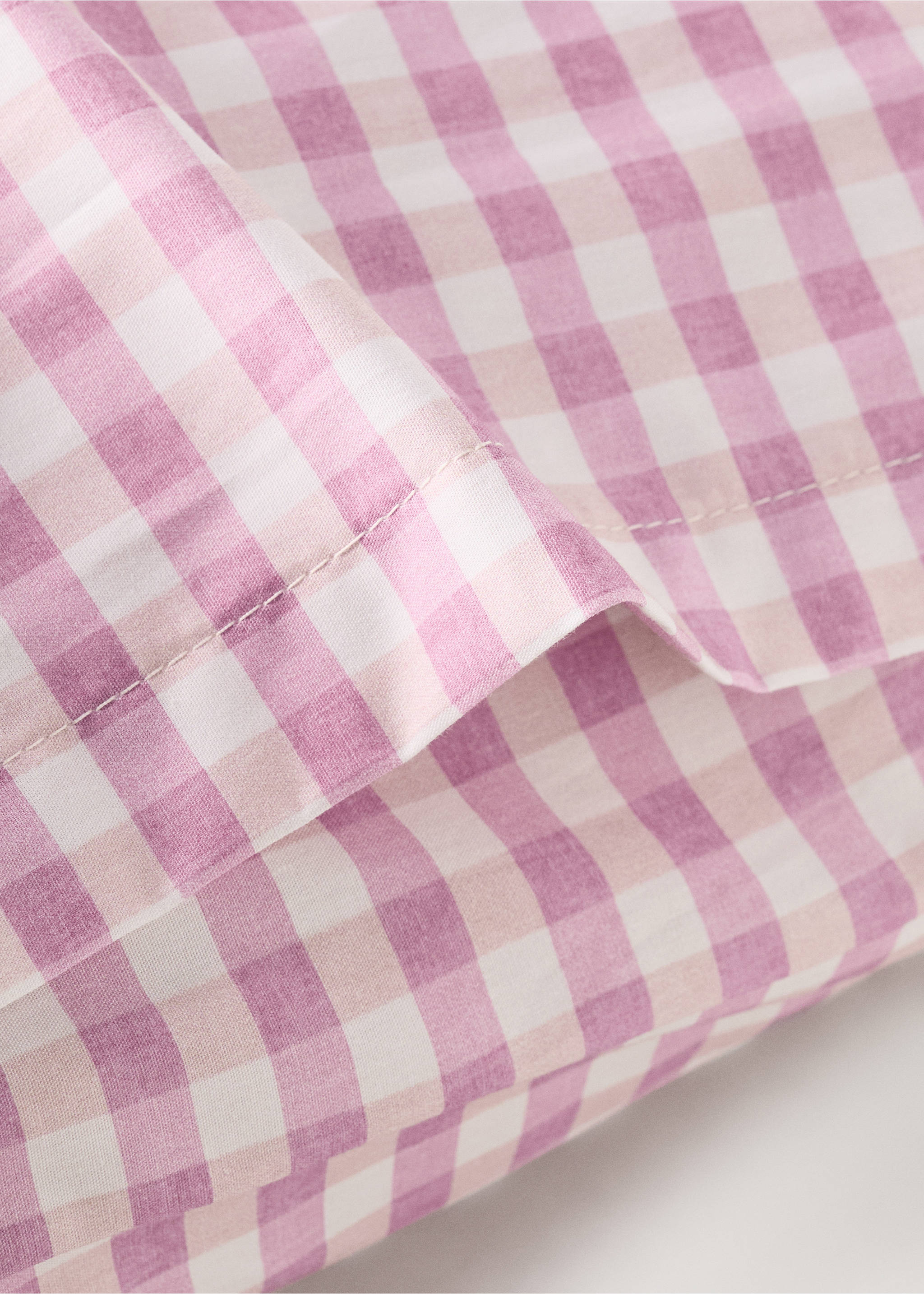 Vichy check cotton pillowcase 50x75 cm - Details of the article 1, Pink. Ref: 27004072-00.