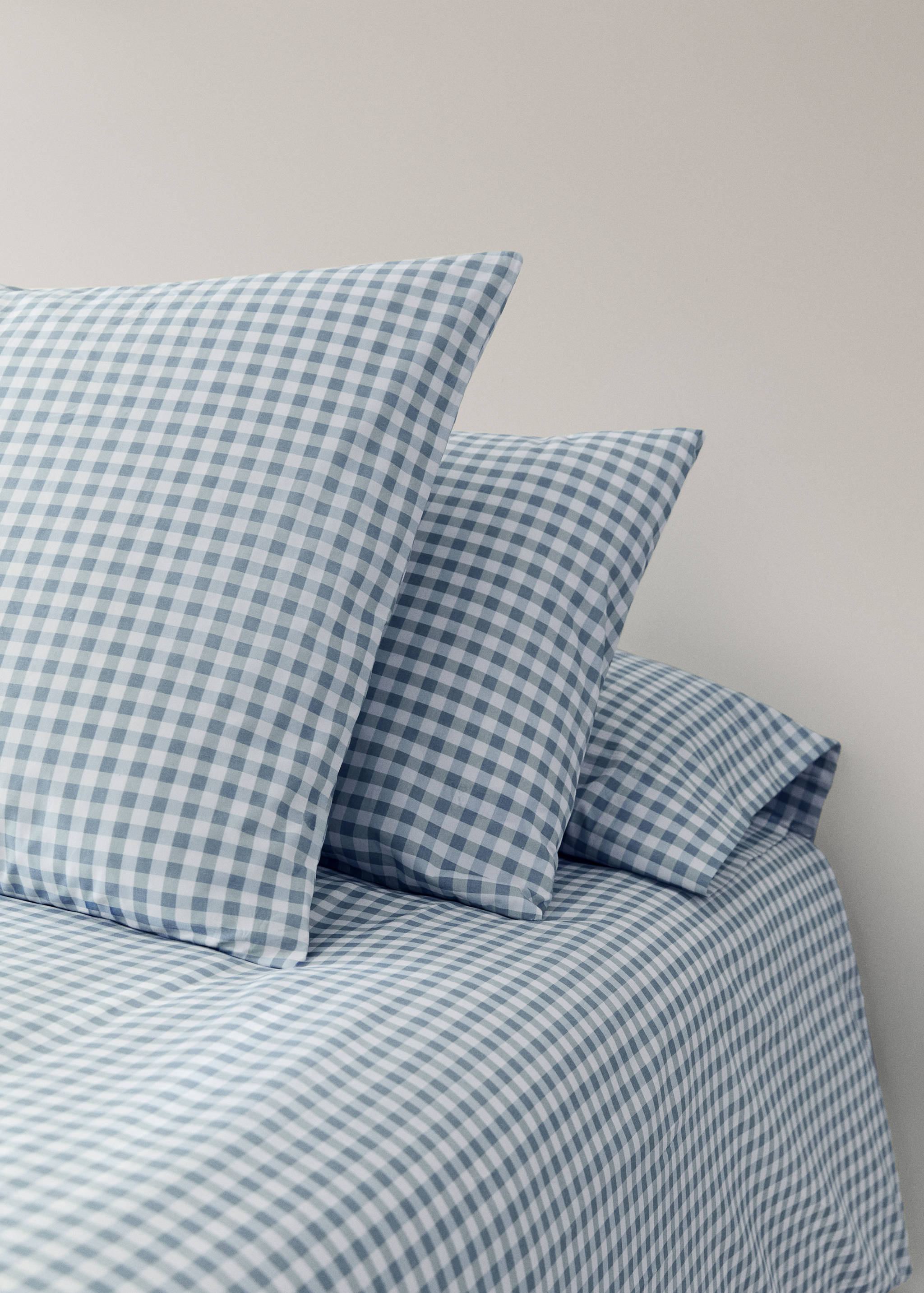 Gingham check cotton pillow cover 60x60 cm - General plane