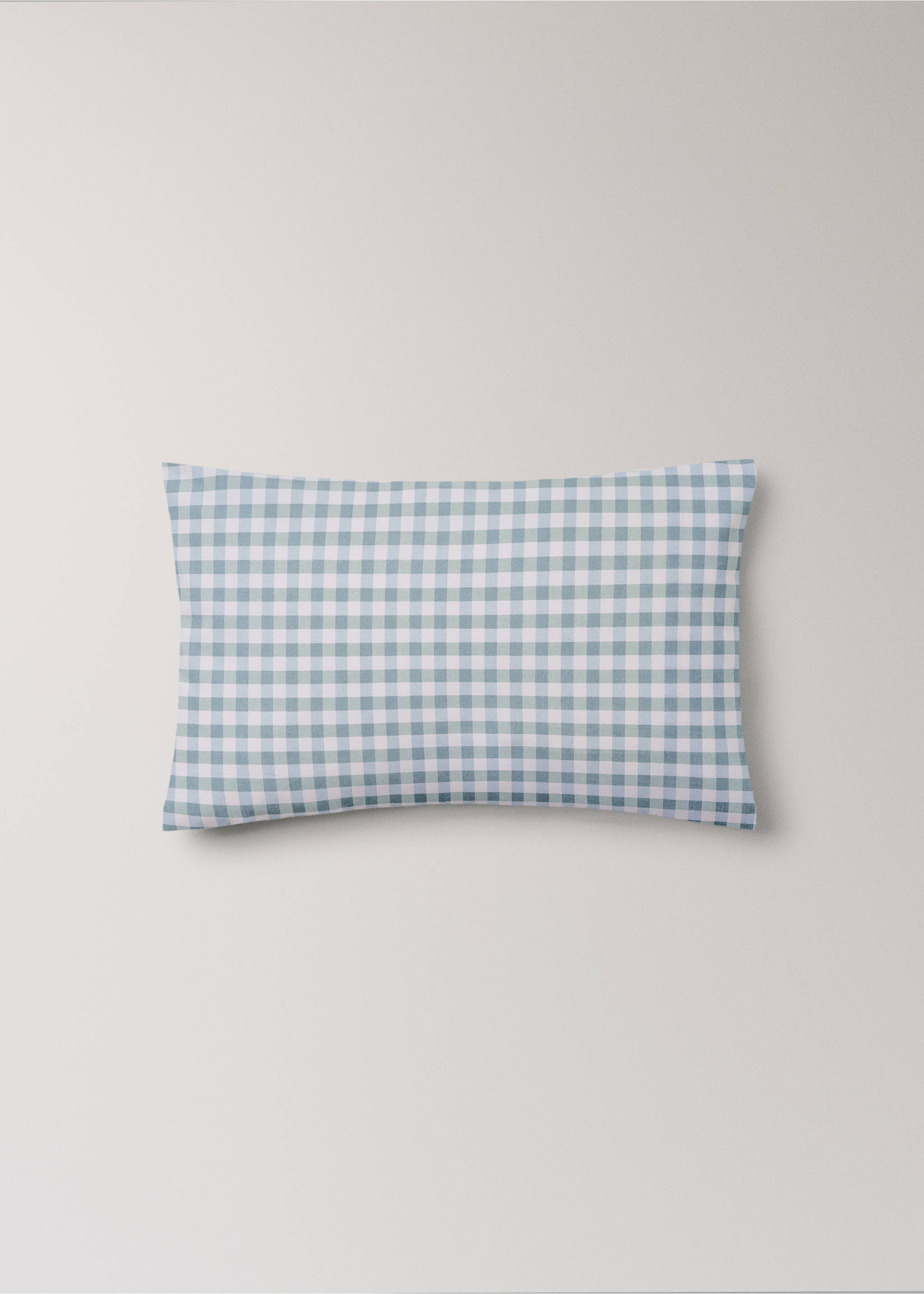 Capa de almofada para berço de algodão com quadrados vichy - Artigo sem modelo, Verde-menta. Ref: 27004074-00.